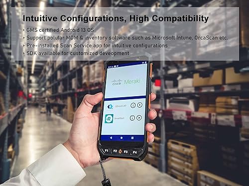Vista 5 de Android 13 escáner de código de barras portátil portátil, pantalla táctil de 5.5 pulgadas PDA escáner con motor de escaneo de código de barras