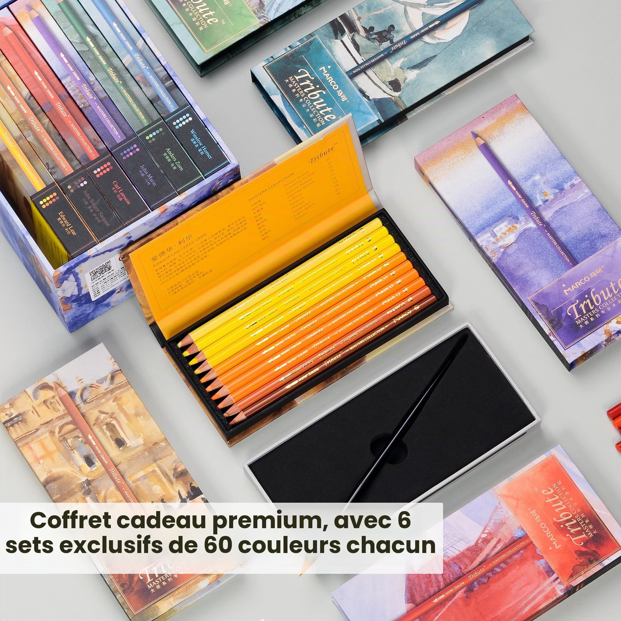 MARCO Crayons de Couleur pour Adultes à Colorier (à base d'huile, 60 couleurs)