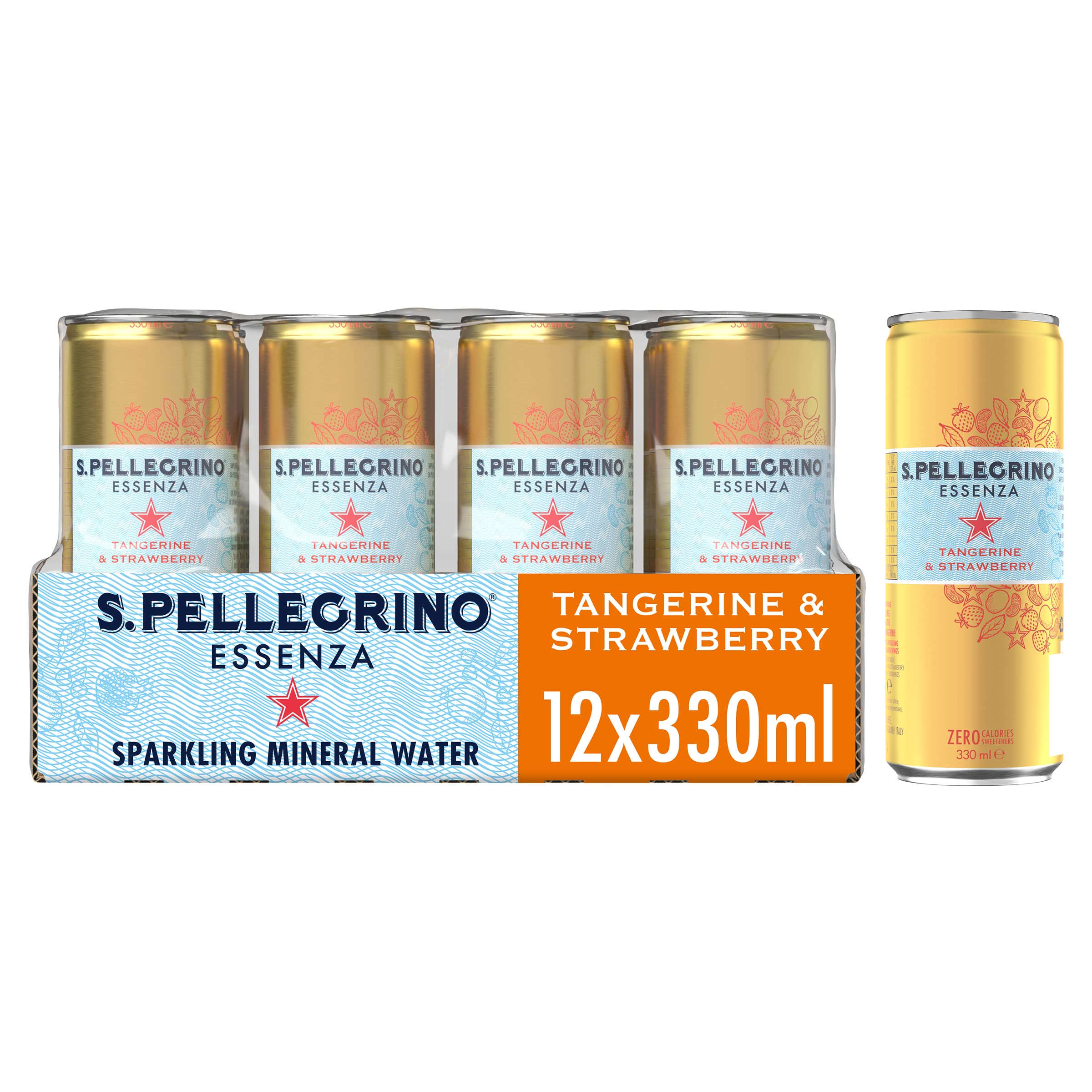 San Pellegrino Essenza Sparkling Water Lightly Flavoured Tangerine & Strawberry 12x330ml