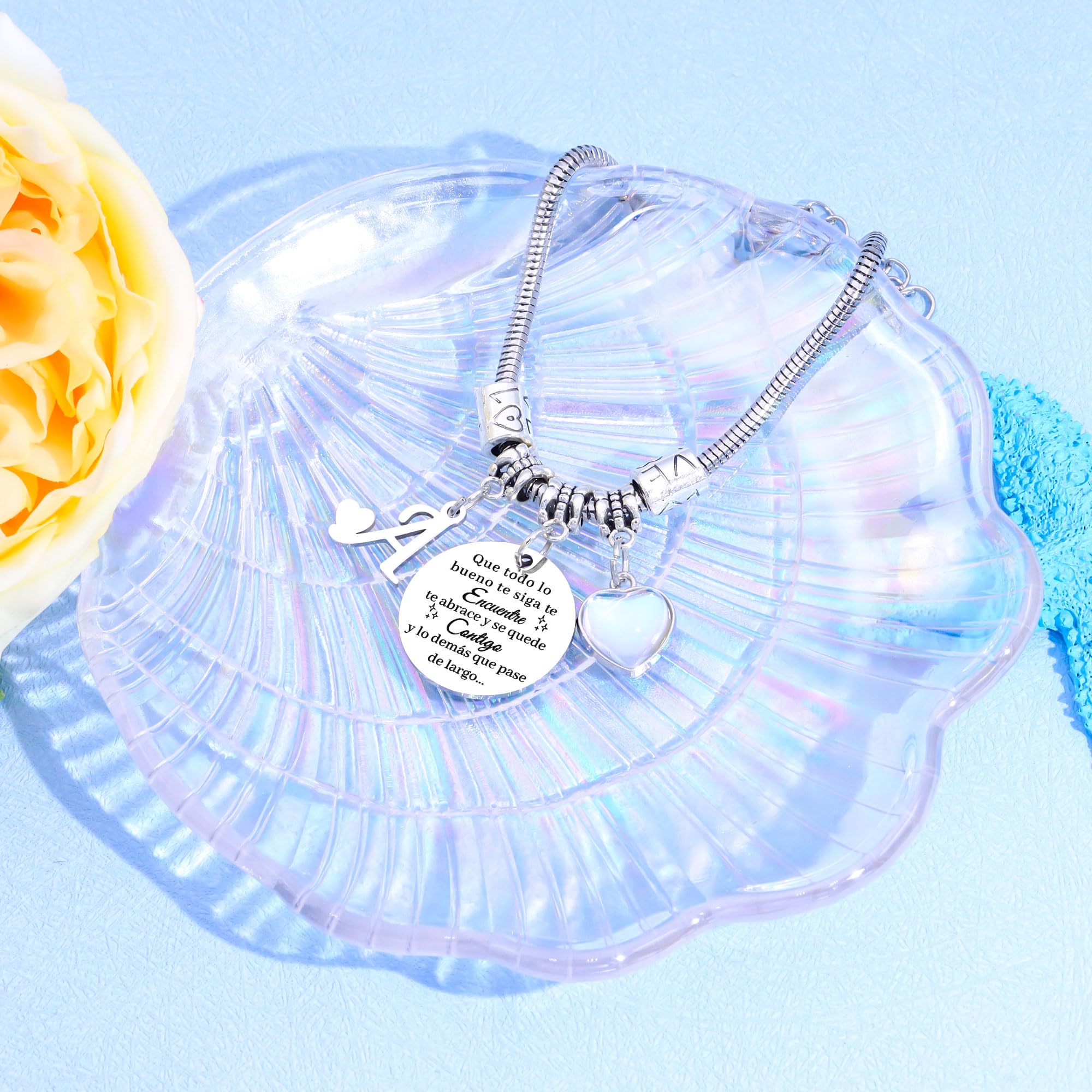 Regalos para Mujeres Pulsera de Plata con Letras Iniciales - Regalo Personalizado para Hija, Sobrina, Hermana, Amiga, Adolescente, Madre y Tía