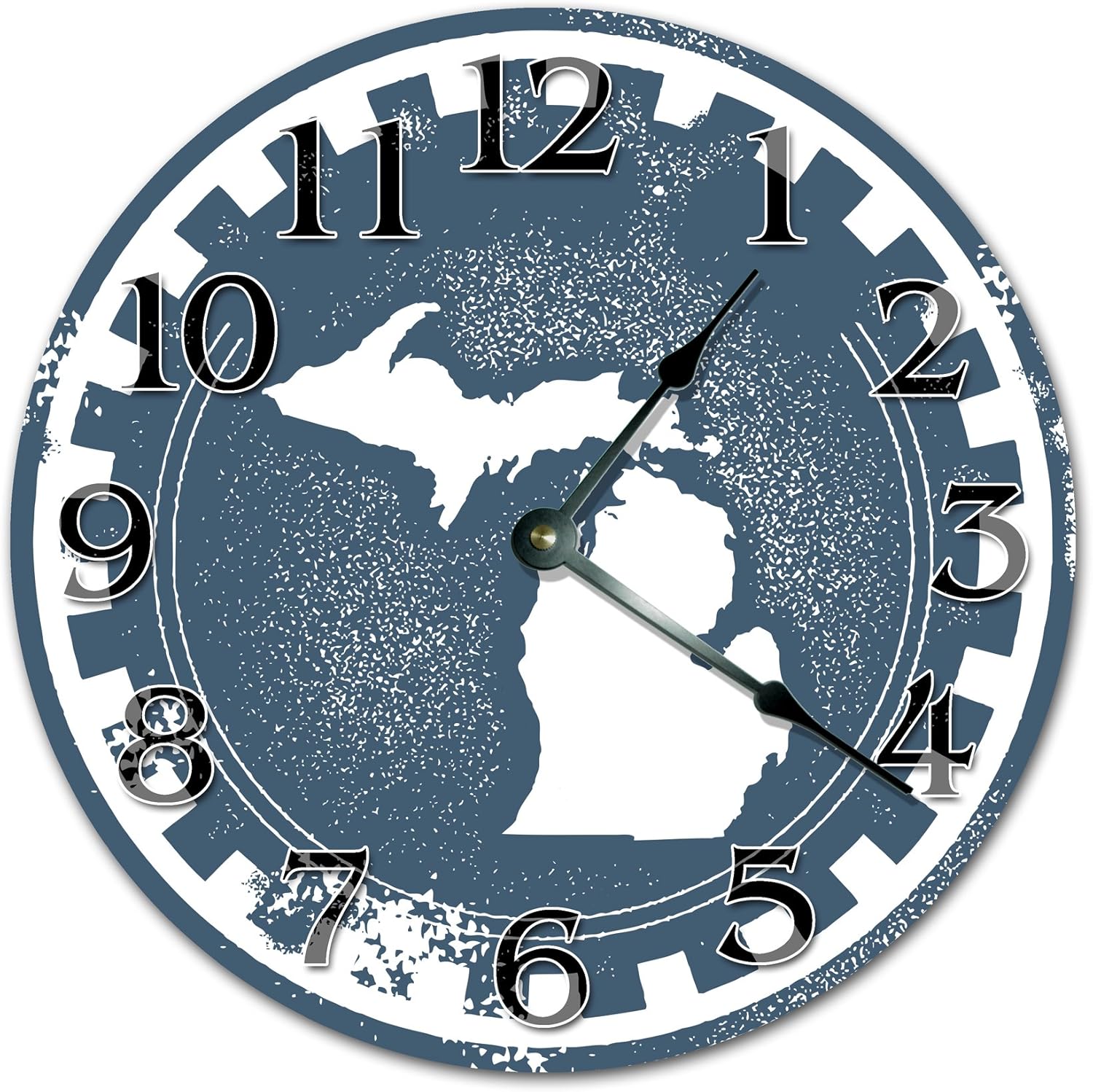 10.5" Michigan State Stamp Design Clock - Large 10.5" Wall Clock - Home Décor Clock