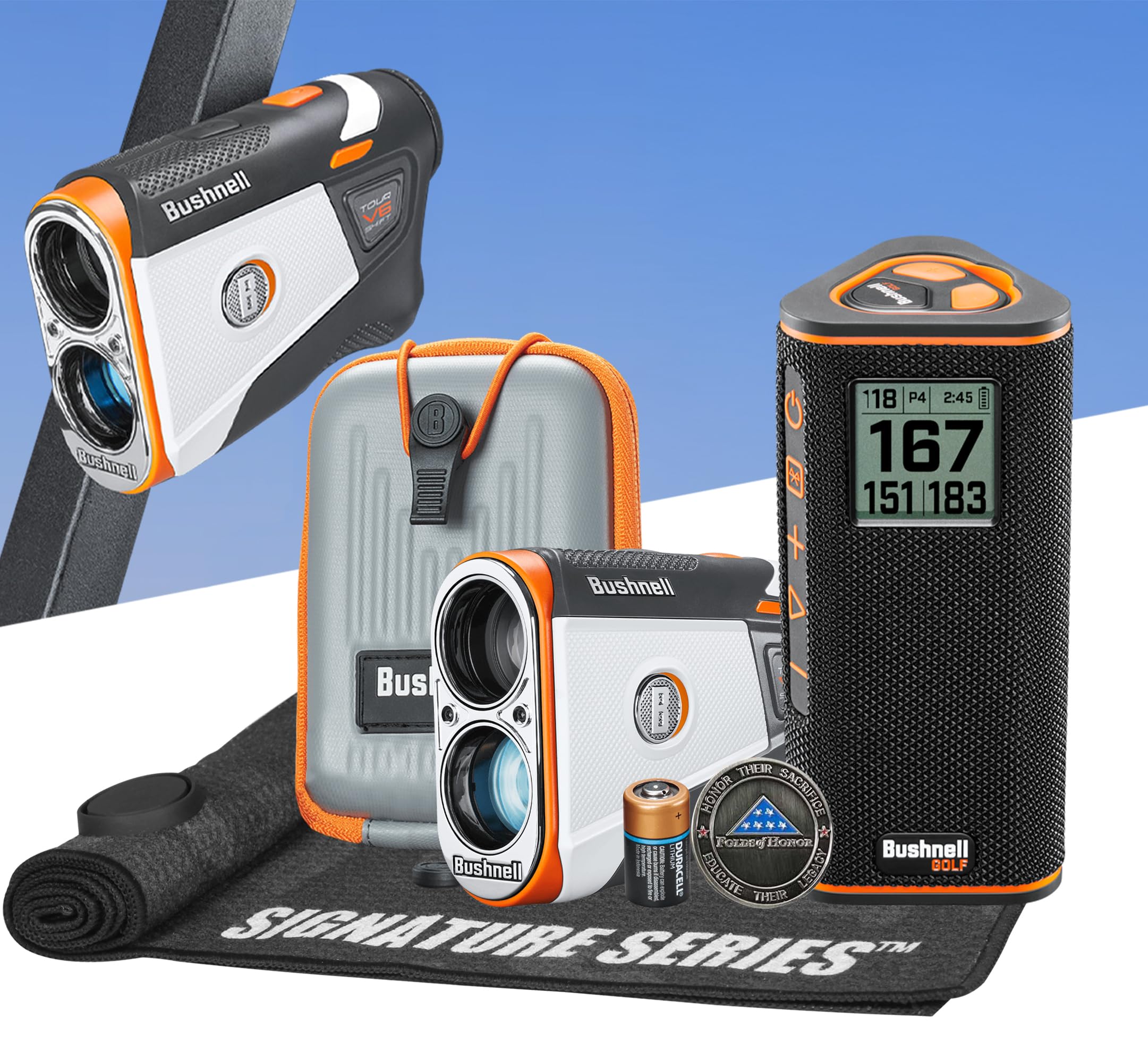 Bushnell Golf Patriot Player Pack Wingman Bundle - V6 Shift Rangefinder with Premium Case