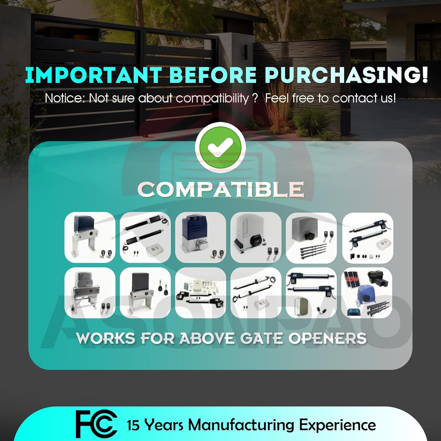 3 for LM123/3LM123 Aleko Gate Opener Remote 3-Years-Warranty