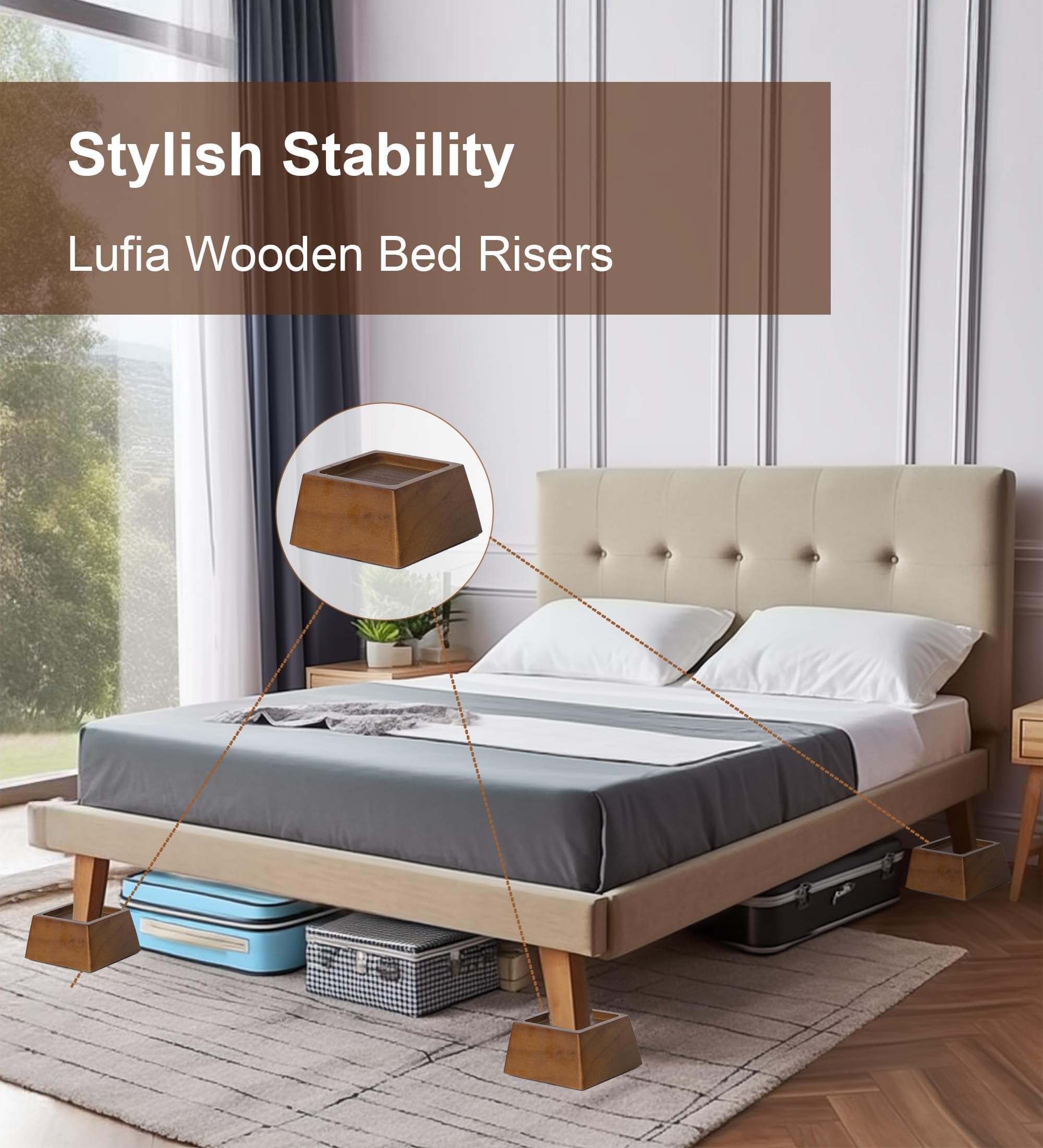 Raise Your Furniture with Lufia Bed Risers -4