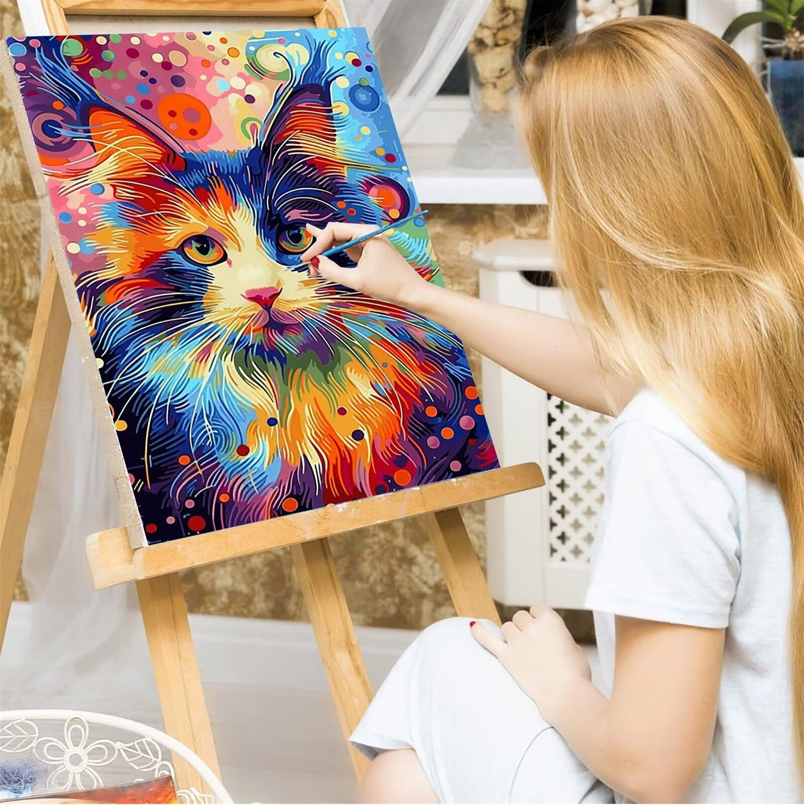LAISLLA Kit De Pintura Por Números Para Adultos – 6 Lienzos De Animales De 20x20 Cm, Pintura Acrílica Y 3 Pinceles, Relajante Y Creativo