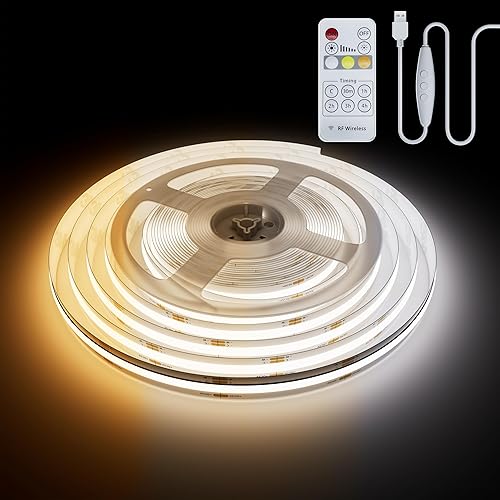 Miniatura 9 de Tira de luz LED RGB inteligente PAUTIX con IC COB USB 5V 2m/6.56ft, funciona con Alexa/Google Assistant, tira de luz LED flexible multicolor UL