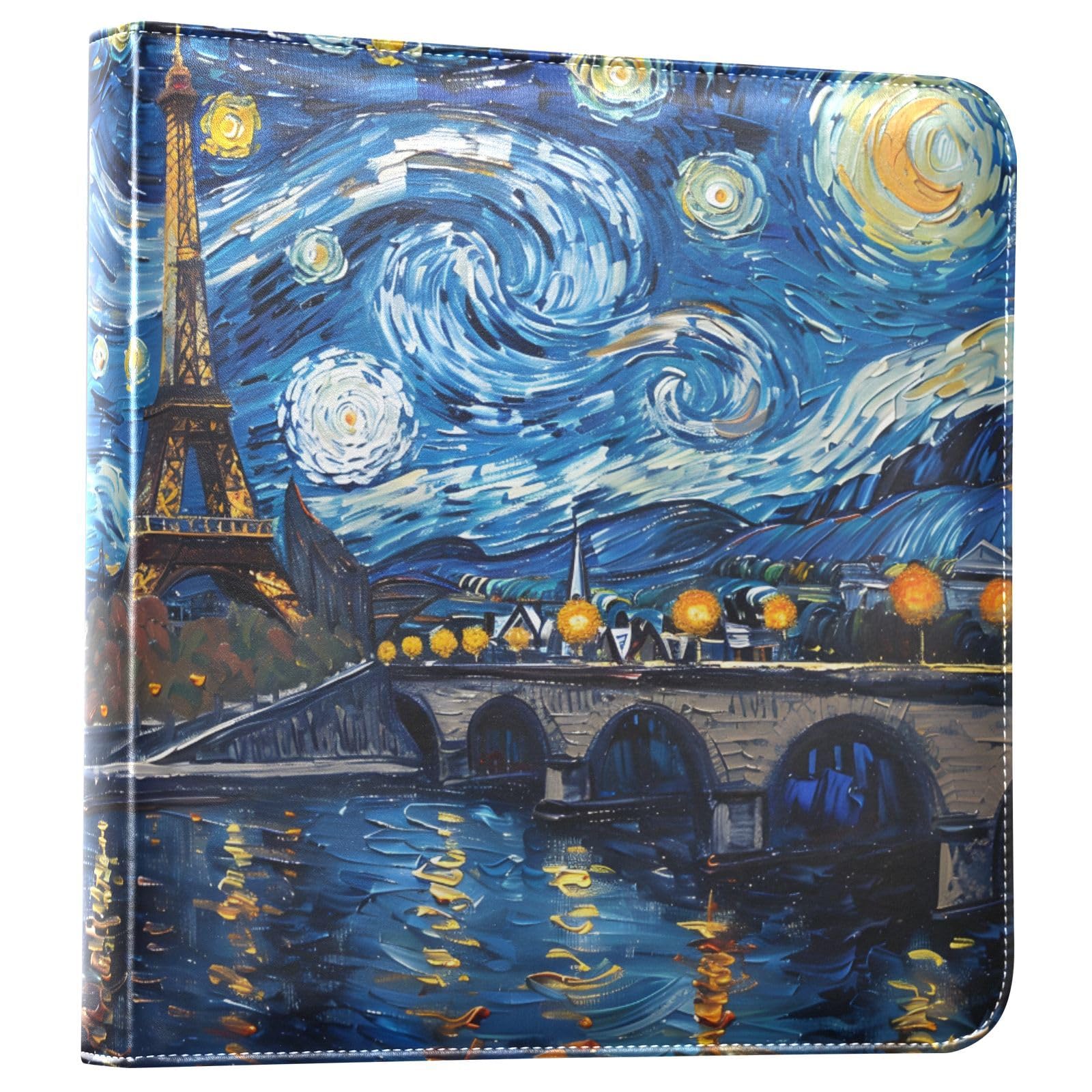JIPONI Night Paris Van Gogh, duży album fotograficzny, do samodzielnego wykonania, skórzana okładka, album do scrapbookingu, na zdjęcia 10 x 18 x 18 cm, samoprzylepny album pamiątkowy na ślub, dla