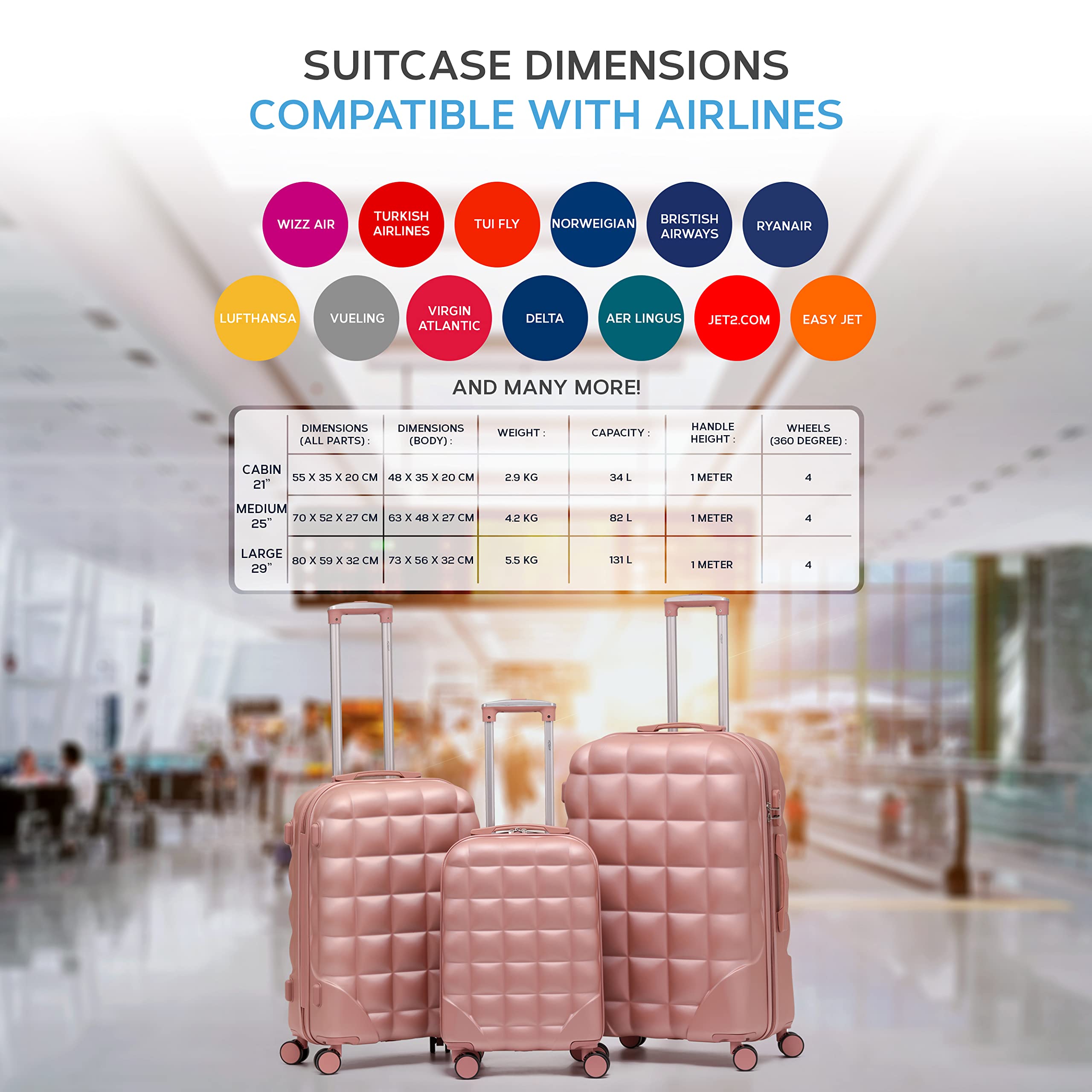 Flight Knight Bubble Suitcase Ryanair easyJet Jet2 Approved 8 Wheel Hardcase Suitcases Cabin or Medium & Large Check-in Sizes