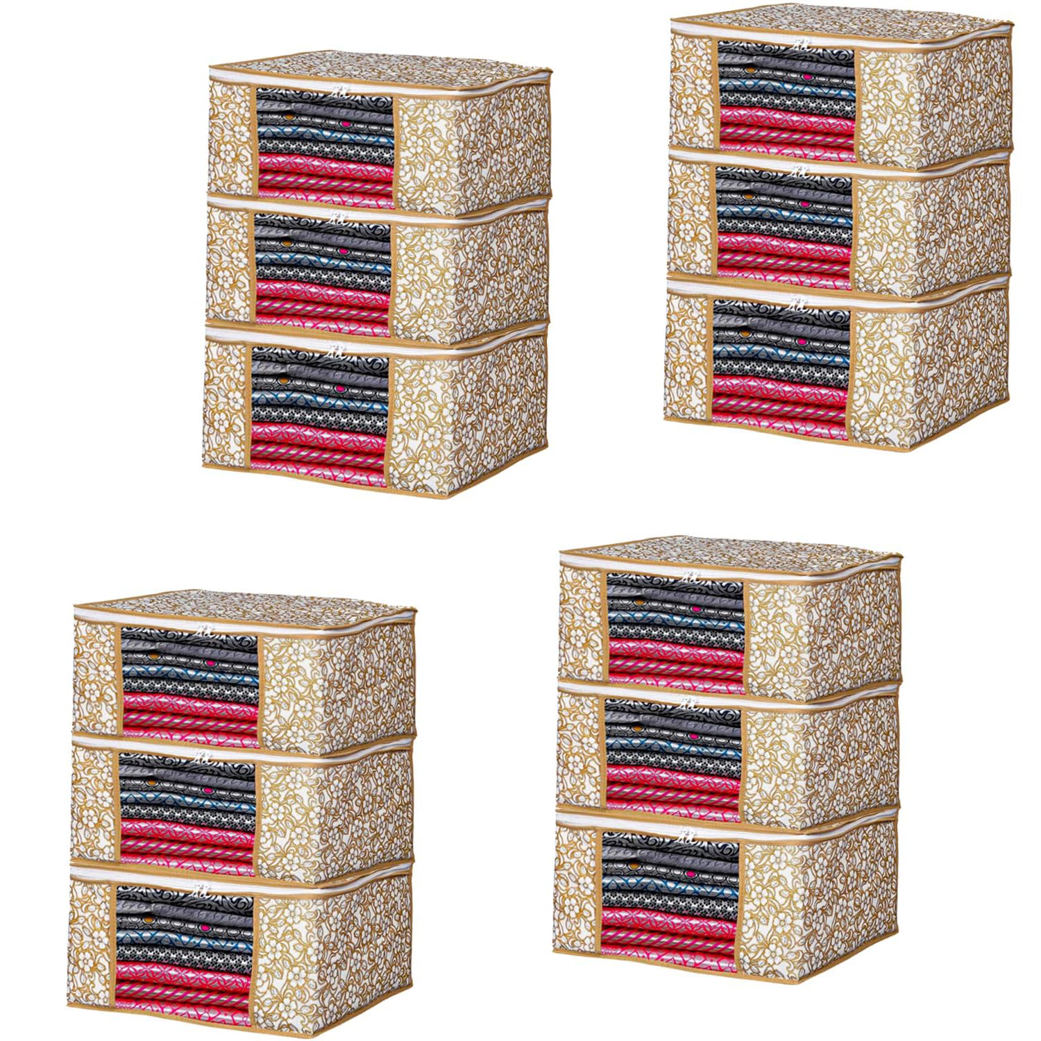 UJALA MULTIPACK Non-Woven Saree Bags, Saree Covers with Zip, Saree Covers for Storage With Moisture & Dust Proof, Wardrobe Organiser (Chiku Pack of 12) (B0D7177BN6) Amazon Price History, Amazon Price Tracker