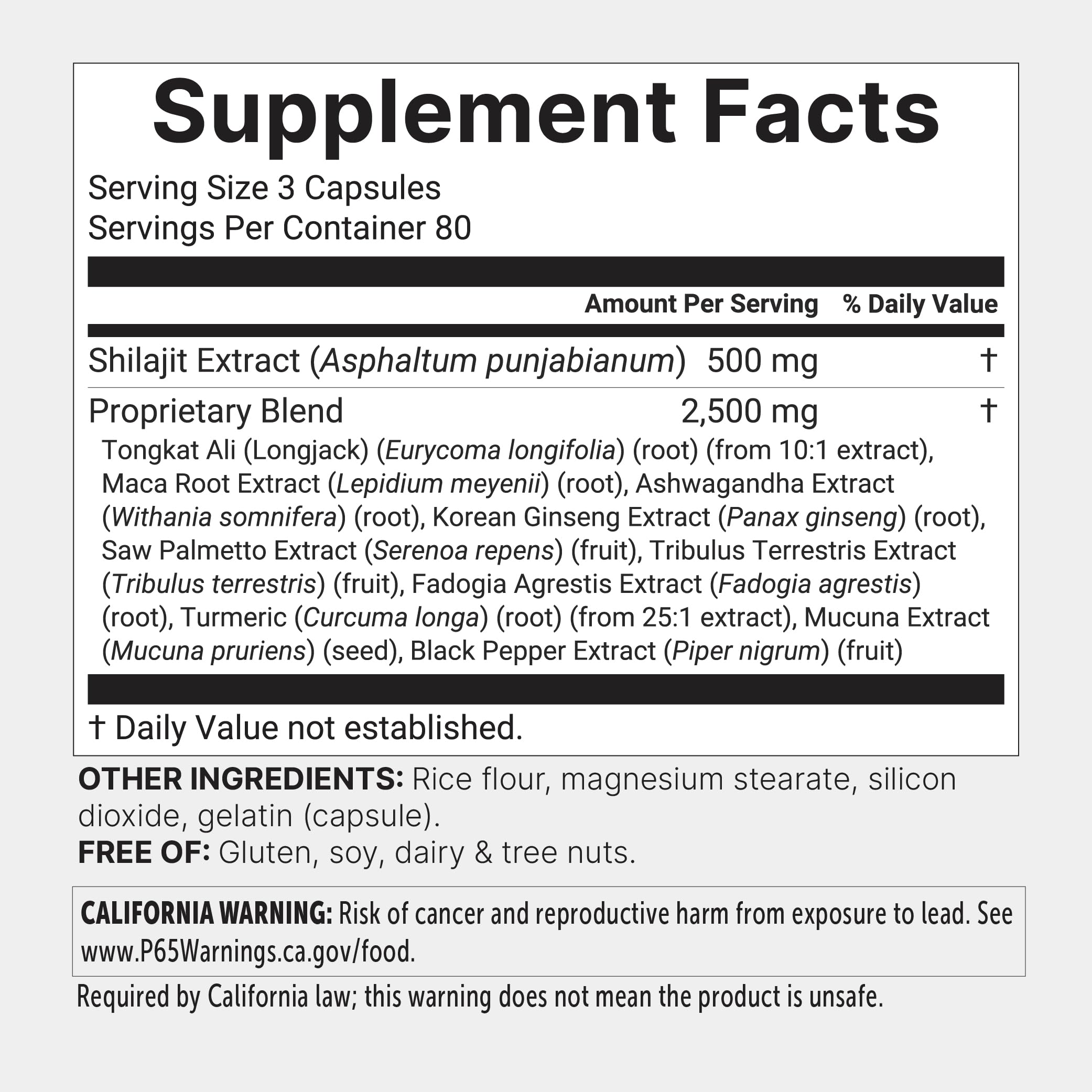 Micro Ingredients Shilajit 11‑in‑1 Complex for Men & Women, 240 Capsules - High Potency Shilajit Extract with Naturally Occurring Fulvic Acid - Maca Root, Tongkat Ali, Ginseng, Black Pepper & More — Amazon image 6