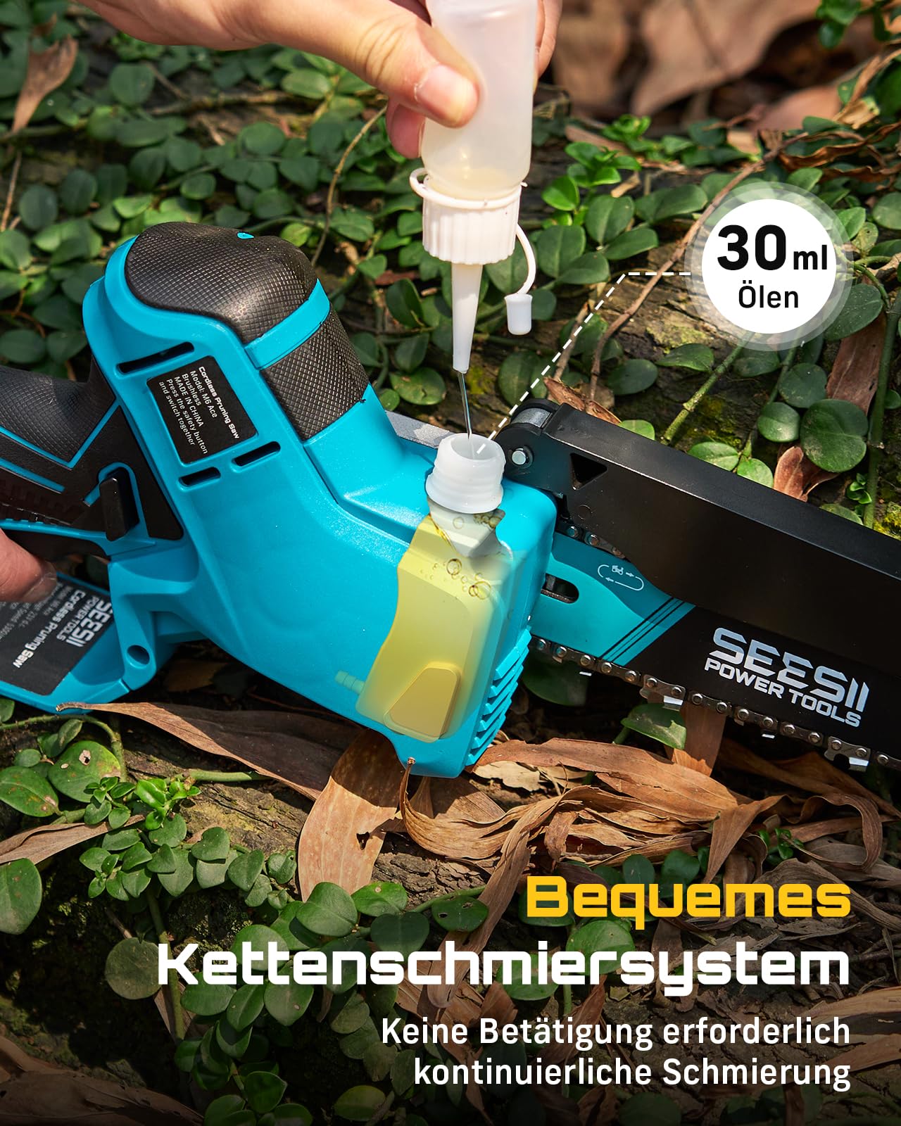 SEESII Mini Kettensäge mit Akku 8000mAh, Akku Handkettensäge 6 Zoll, Bürstenlose Akkusäge mit Automatischem Öler, Kompatible mit Makita Akku 18V, Elektrische Säge für Holz, Ast