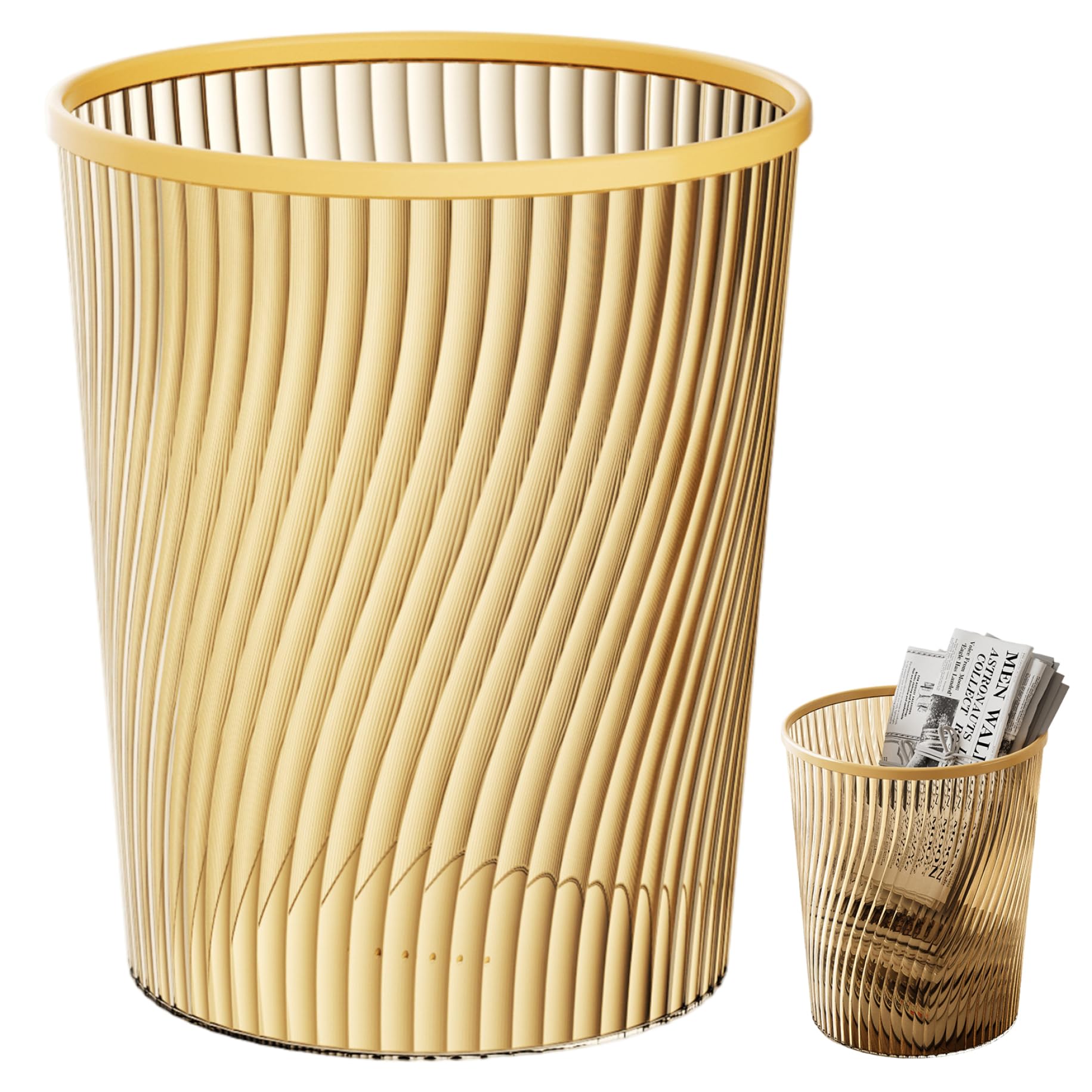 Cestino d'oro, Cestino da 8, 4x9, 8 Pollici per uffici con Anello di serraggio, Perfetto per Soggiorno, Camera da Letto, Bagno, immondizia Dorata, Bagno