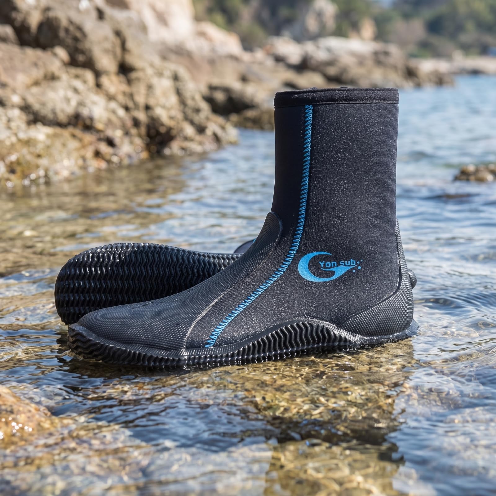 TISHITA Stivali da Immersione Impermeabili Calzari Sub Neoprene Scarpe Acquatiche Stivaletti Termici Antiscivolo Materiale Neoprene 5mm con Suola in Gomma, 迷彩026, Numeric_33 | Antiscivolo, Calzari da Sub con Suola, Termici, per Snorkeling, Subacquei, Pesc