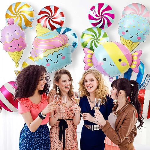 Miniatura 5 de Globos de papel de aluminio para helados, globos de dona, globos de caramelo, globos de comida y postres para verano, niñas, niños, dulce