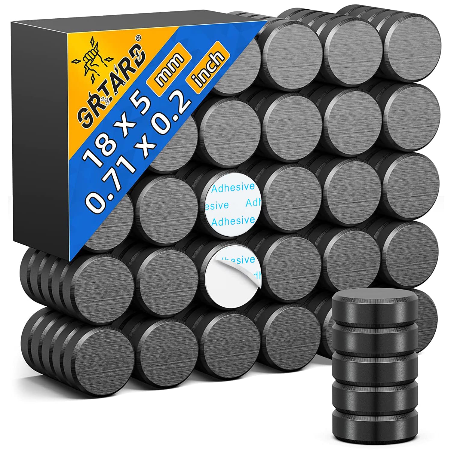 – 100 Pack Strong Magnet, Fridge Magnets for Crafts, Ceramic Magnets with Adhesive Backing, Flat Circle Ferrite Industrial Magnet for Craft, DIY, Science, Hobbies, Project, 0.7'' D x 0.19'' H