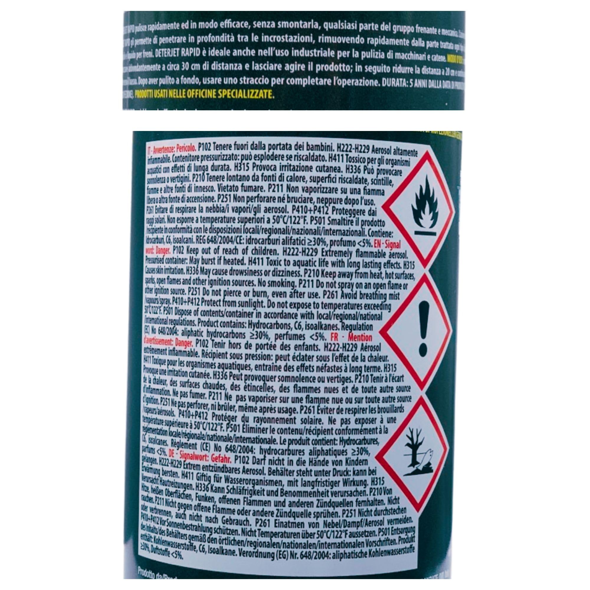 FEI FAN Sgrassante Multiuso DETERJET Rapid per Parti Meccaniche e Dischi Freno. Ideale Anche Nell'Uso Industriale per La Pulizia di Macchinari e Catene 500ml (6 Spray)