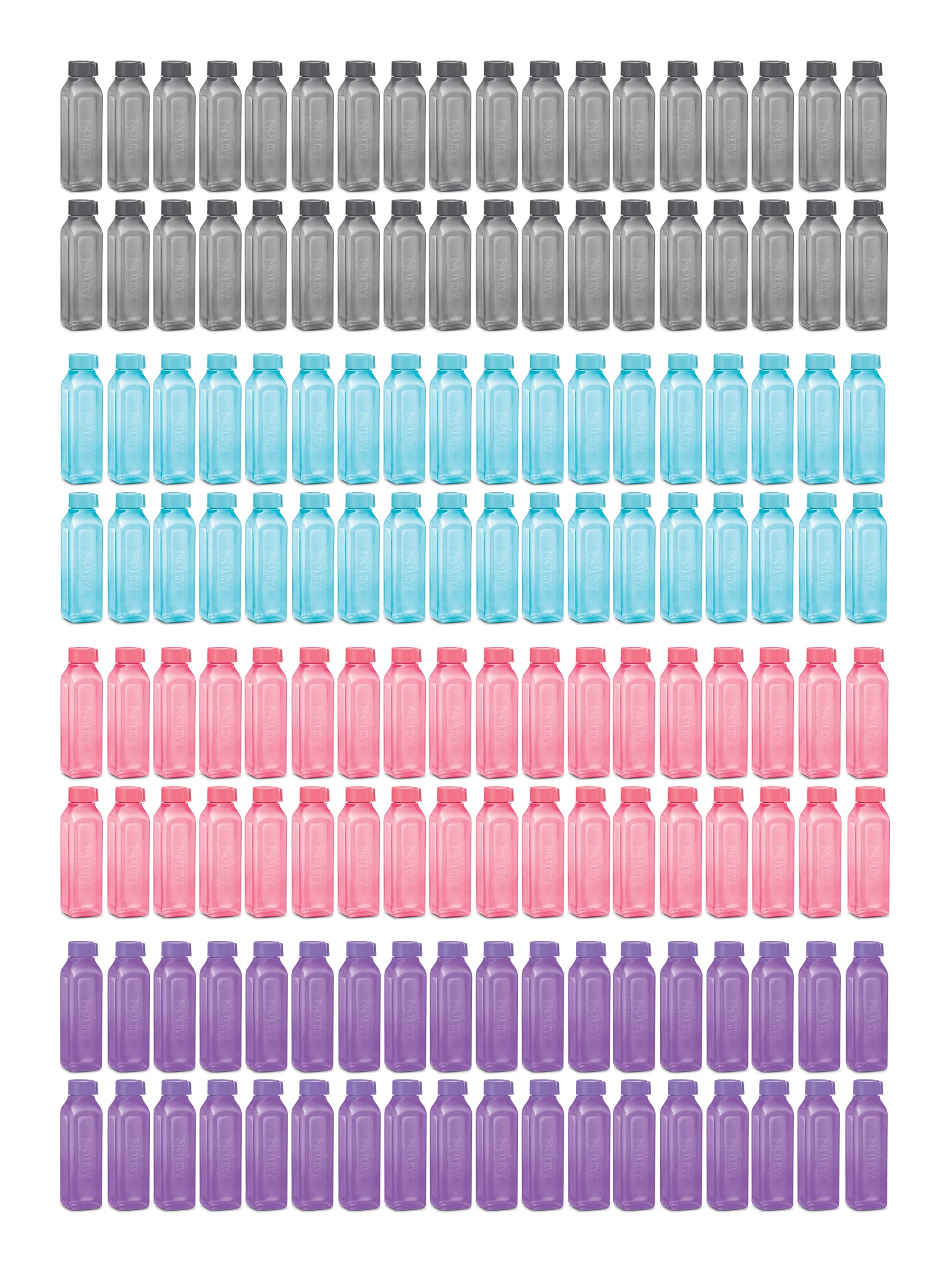 Sports Water Bottle Square Juice Box 144 Set 17 oz Great for Juices Milk Smoothies Plastic Wide-Mouth Reusable