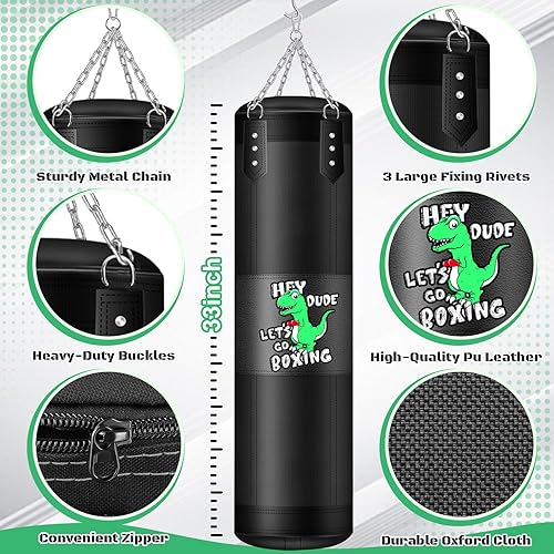 Miniatura 3 de Juego de sacos de boxeo para niños, bolsa pesada llena de 2.75 pies con esponja de 4.4 lbs y guantes de 6 onzas, bolsa de boxeo colgante para niños