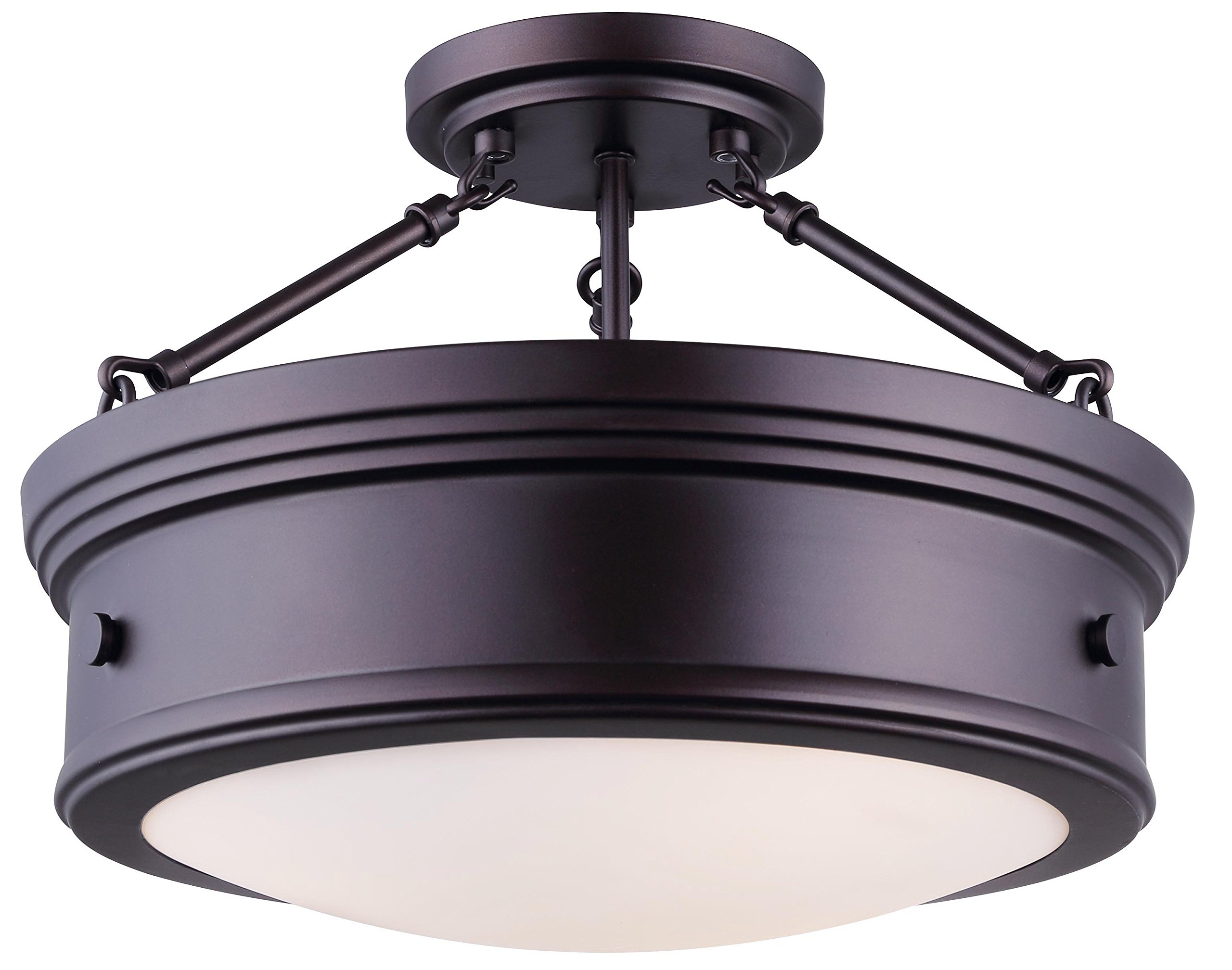 CANARM ISF624A03ORB Boku ORB 3 Bulb Semi-Flush Mount with Flat Opal Glass, Oil Rubbed Bronze