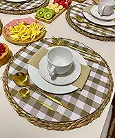 Kit 04 Capas Sousplat Xadrez 35cm Bege Decoração Mesa Posta