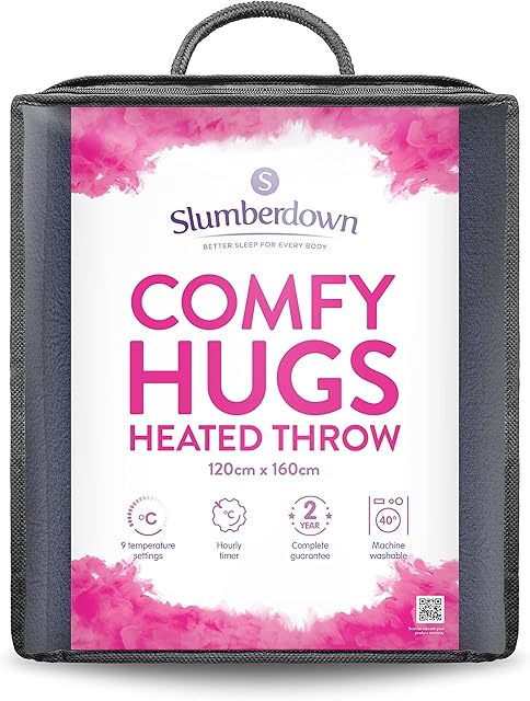 Slumberdown Comfy Hugs Heated Throw - Large Electric Blanket with 9 Heat Settings, Digital Remote, Timer, and Machine Washable - 160 x 120cm, Navy Blue