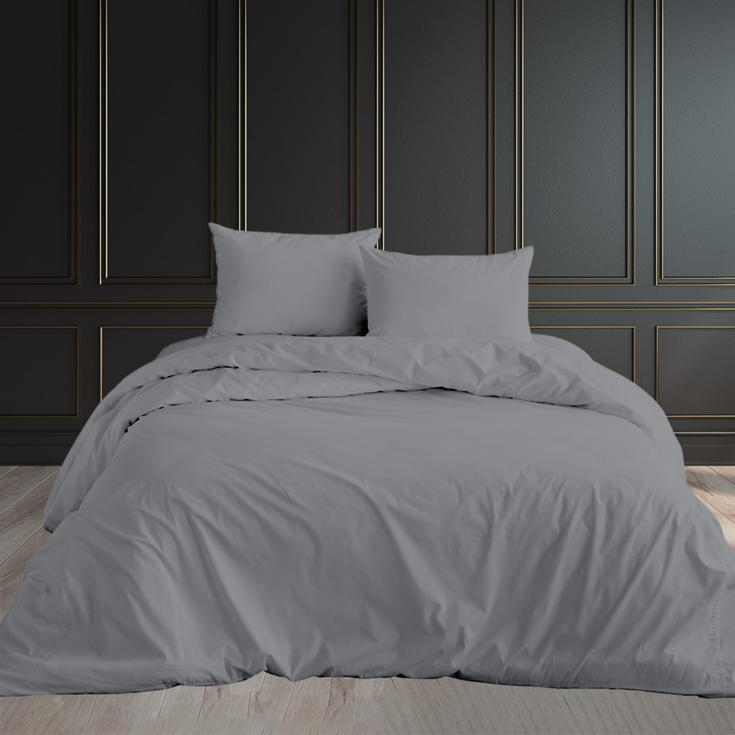 Rohi Grey Super King Duvet Cover Set – Soft & Breathable Microfibre Duvet Cover With 2X Pillowcases - Anti Allergy Bedding Set – Button Closure Design - (Super King 260X220cm – )