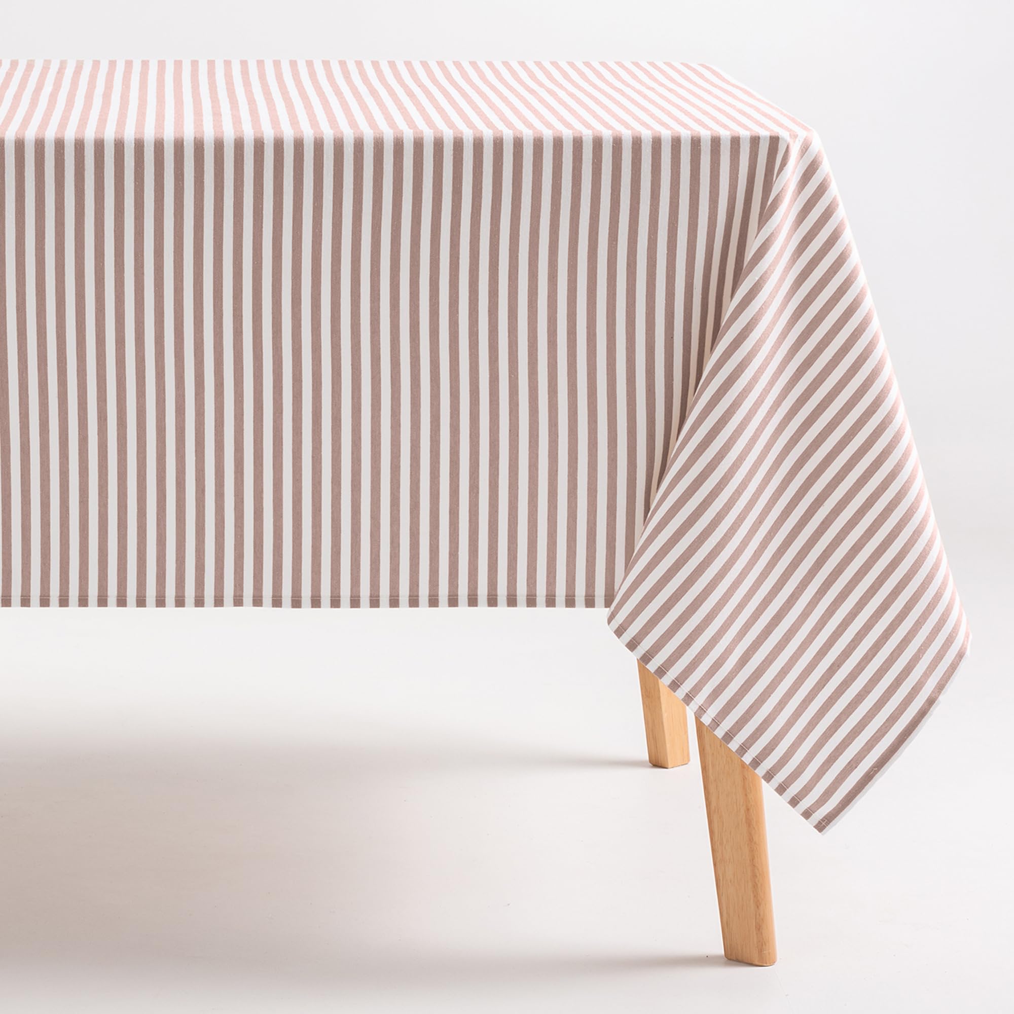 Gamusi Salmon Tablecloth Stain Resistant Rectangular Fabric Cotton Waterproof Stripes, 160 X 240 Cm