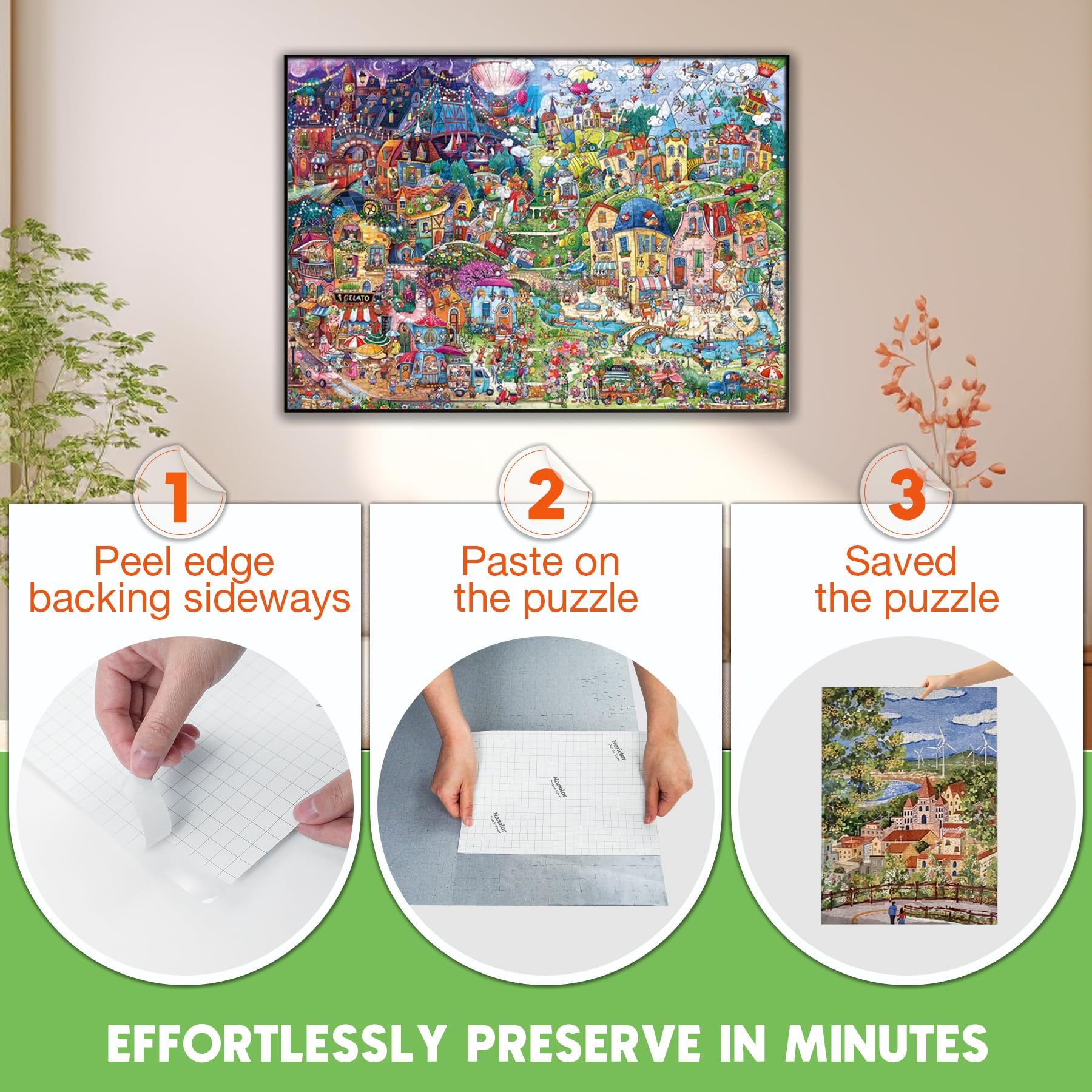 Nariolar Feuilles de colle transparente ultra adhérente pour puzzle
