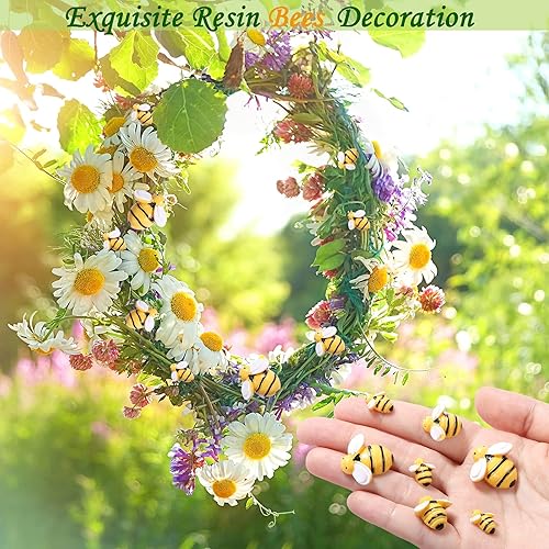 Miniatura 4 de CCOZN 50 piezas de abejas diminutas de resina, adornos de abejorros de jardín con caja, corona de abejas, decoración de abejas para manualidades,