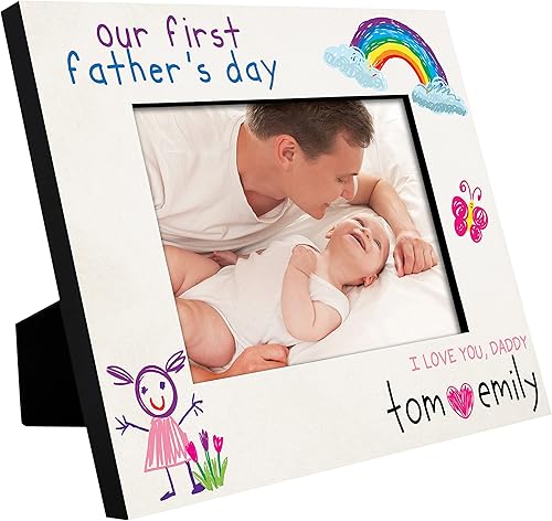 Regalos para el Día del Padre, marco de fotos personalizado para el primer día del padre con nombres, 4 x 6 pulgadas, 5 x 7 pulgadas, 5 diseños,