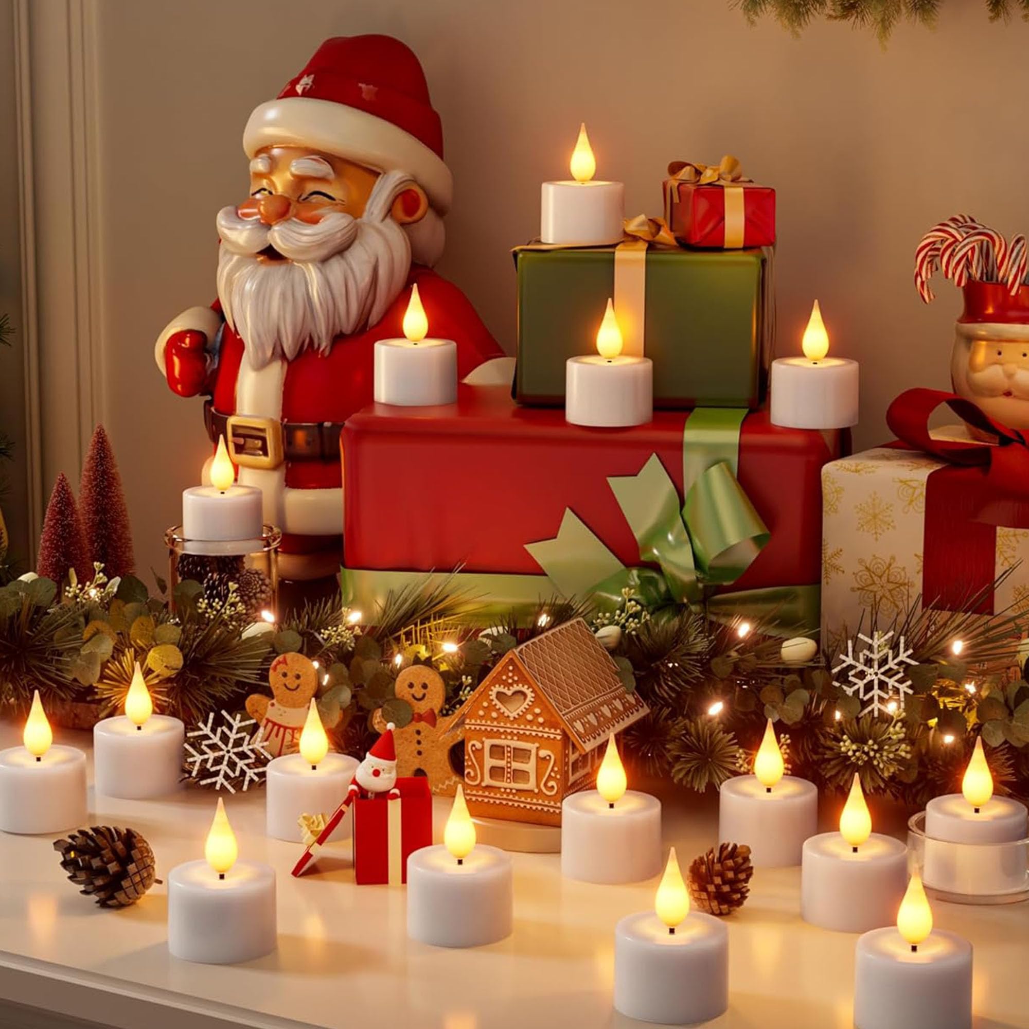 Led teelichter wiederaufladbar mit Timerfunktion Ladestation Aufladbare Led Teelichter Flackernd Kerzen mit Fernbedienung Perfekt für Wohnzimmer Tisch Kürbis Party Halloween Weihnachtsdeko (Weiß)