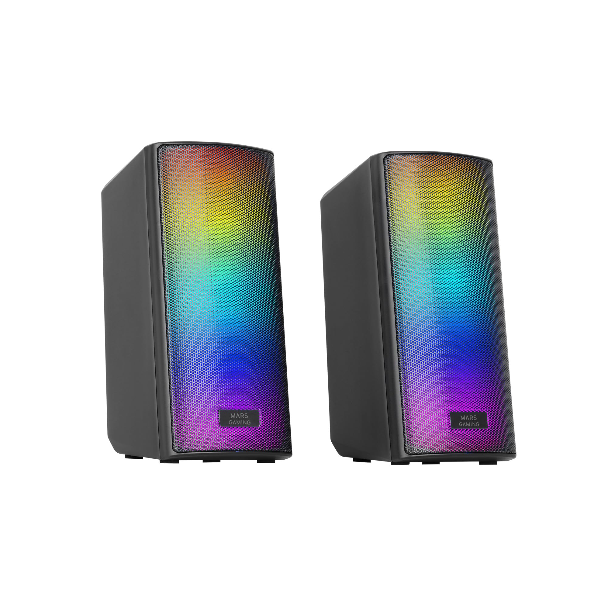 MARSGAMING MSRGB2, Altoparlanti Bluetooth 5.3 15W, Processore Audio DSP, Illuminazione RGB Dinamica, Frontale Total Mesh, Altoparlanti Compatti con Control Box, Ingresso Jack 3.5mm e USB, Nero