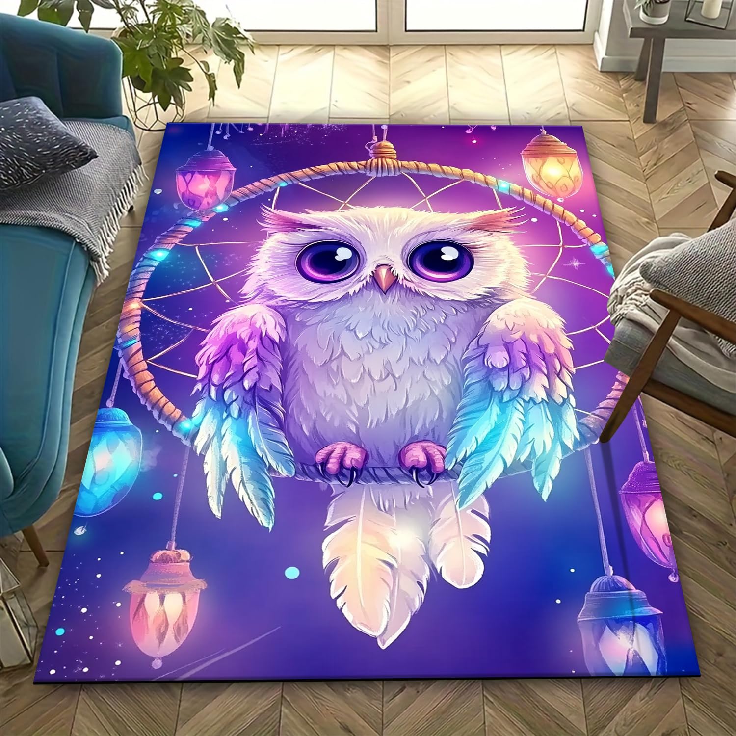 Tapis d'intérieur hibou 3D pour réchauffer l'ambiance de votre chambre