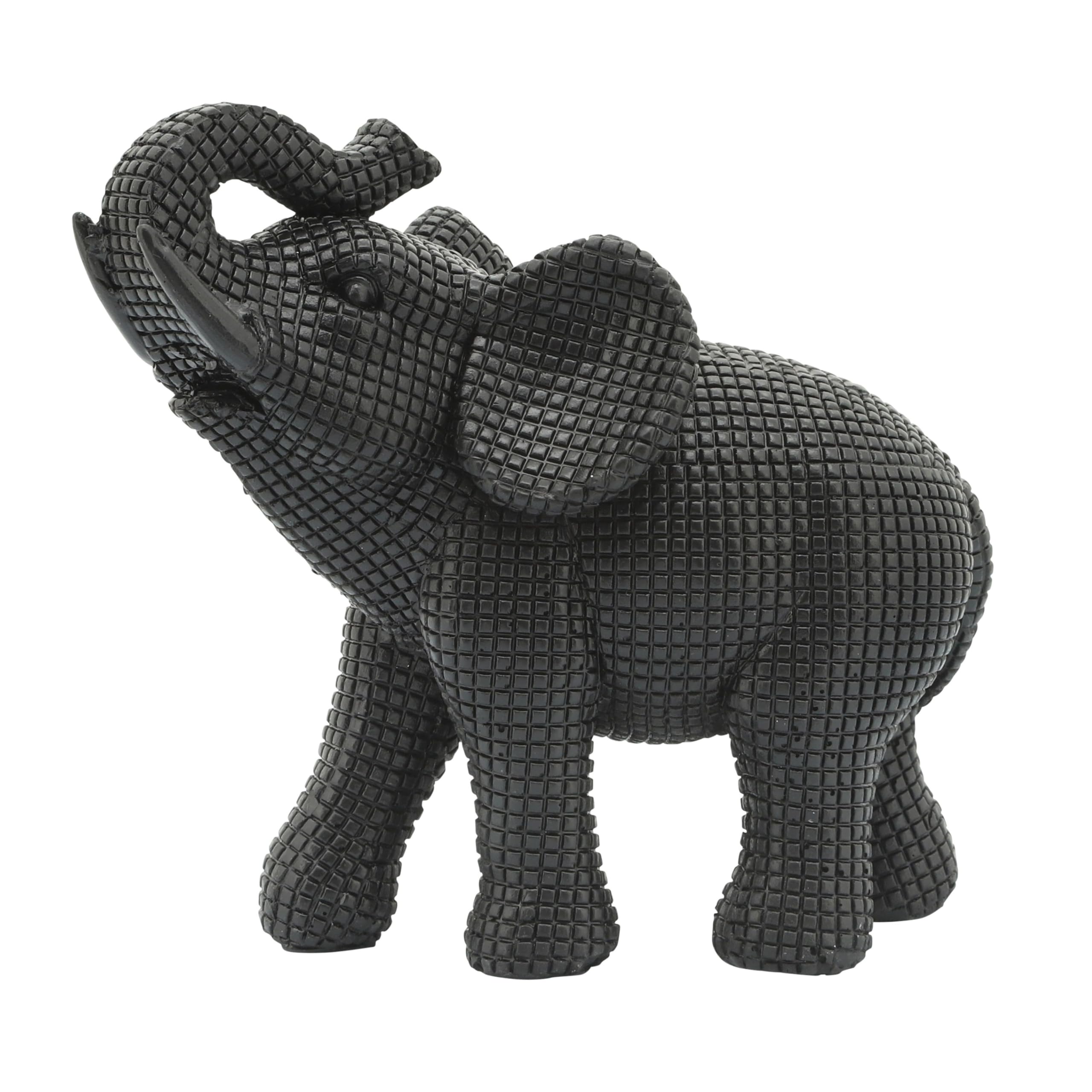 Resin Elephant Figurine Statue – Symbolic Table Decor for Everyday Use, Room Decors for Shelf, Desk, or Console – Modern Elephant Art Accent for Calm, Collected Styling, Home Decor – 7x4x7", Black