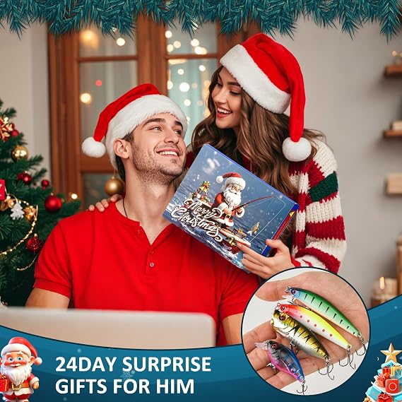 Angel Advent Calendar 2025 Advent Calendar Christmas Calendar Fishing Calendar 24 Fishing Bait Set Advent Calendar Fishing Accessories Countdown Calendar Gift for Fishermen Adults Men Boys