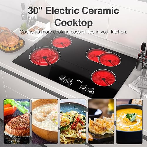 Miniatura 7 de Placa de cocina eléctrica, 4 quemadores incorporados, estufa eléctrica de cocina superior de placa caliente, control eléctrico por perilla,