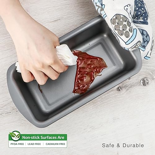 Miniatura 7 de HONGBAKE Juego de 3 moldes para pan para hornear, molde para pan de 1 libra con agarres anchos antiadherentes, paquete de 3, 8.5 x 4.5 pulgadas,