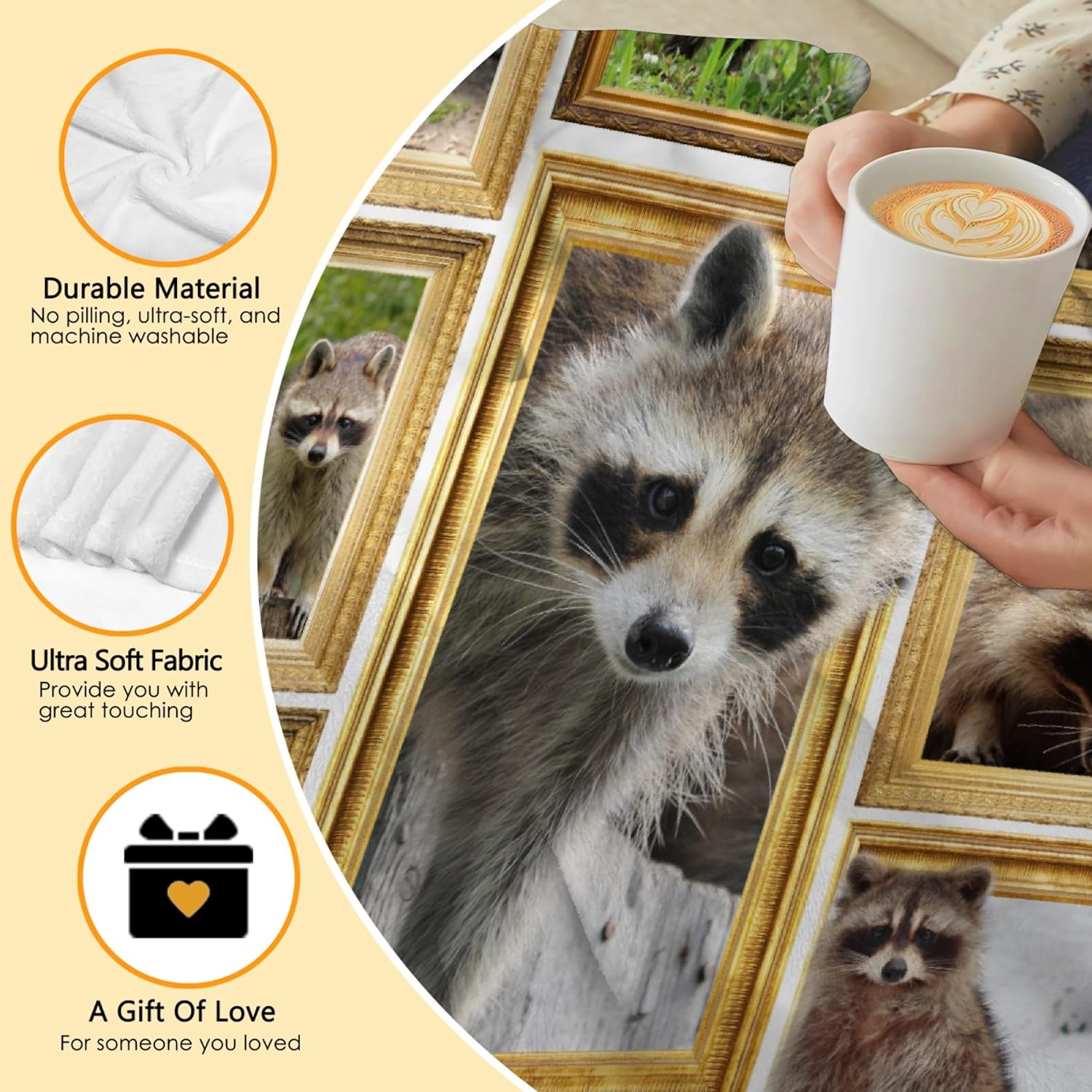 Raccoon Throw Blanket Super Soft Flannel Blanket Home Decor,Plush Fuzzy Cozy Lightweight Bed Quilt Blanket for Couch Bed Sofa All Season,50"x60"-Teens/Travel Size
