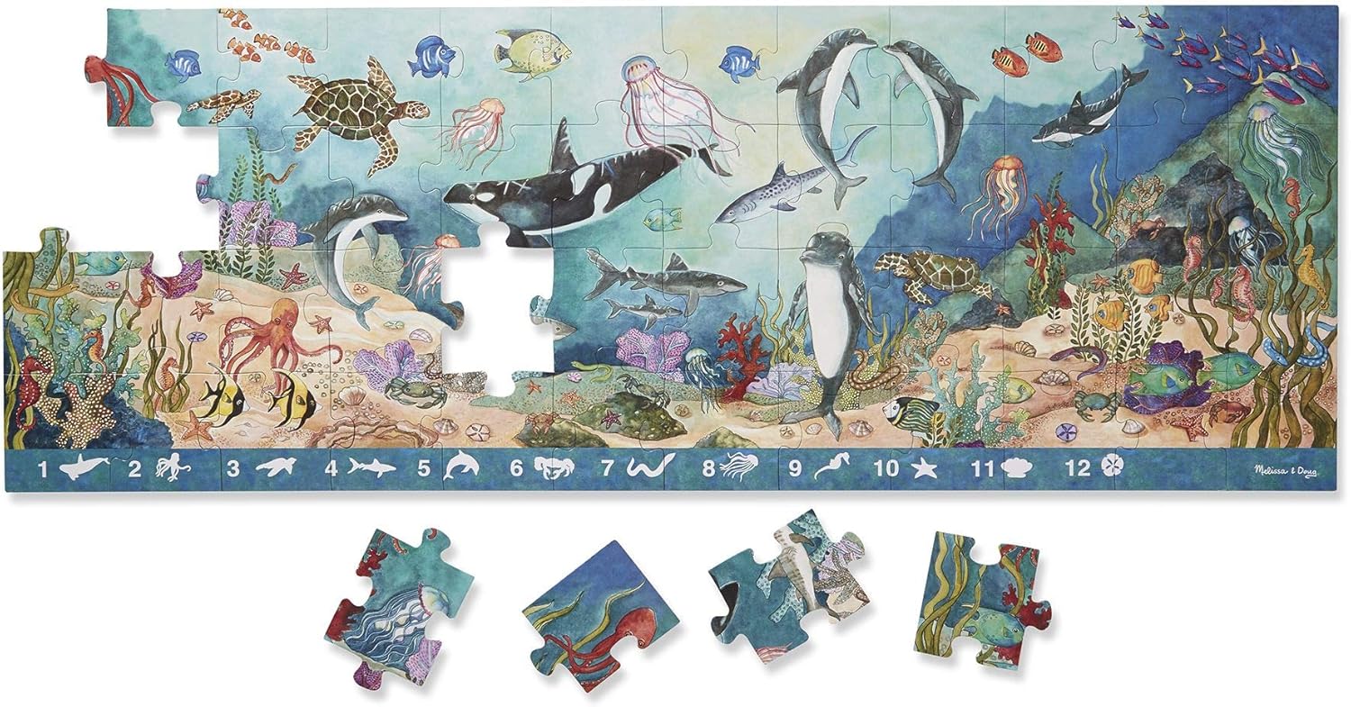Melissa & Doug Search and Find Beneath the Waves Floor Puzzle (48 pcs, over 4 feet long) : Melissa & Doug: Toys & Games