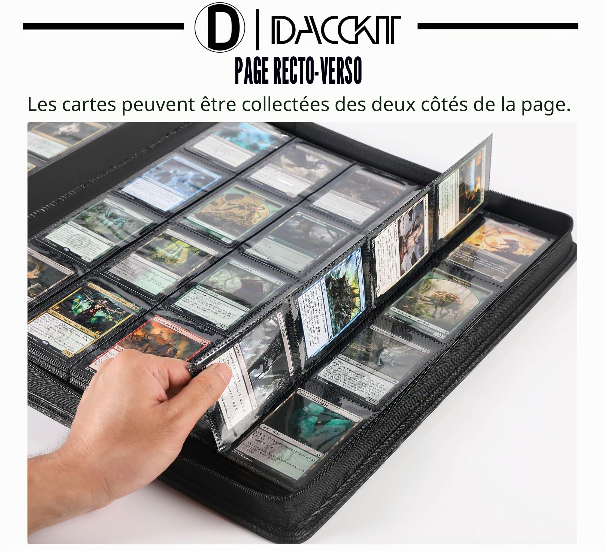 Classeur de cartes de qualité supérieure 20 pochettes – Peut contenir 2 000 cartes, album de cartes sans anneaux de 12,7 x 10,2 cm avec pochettes compatible avec cartes à collectionner et de sport