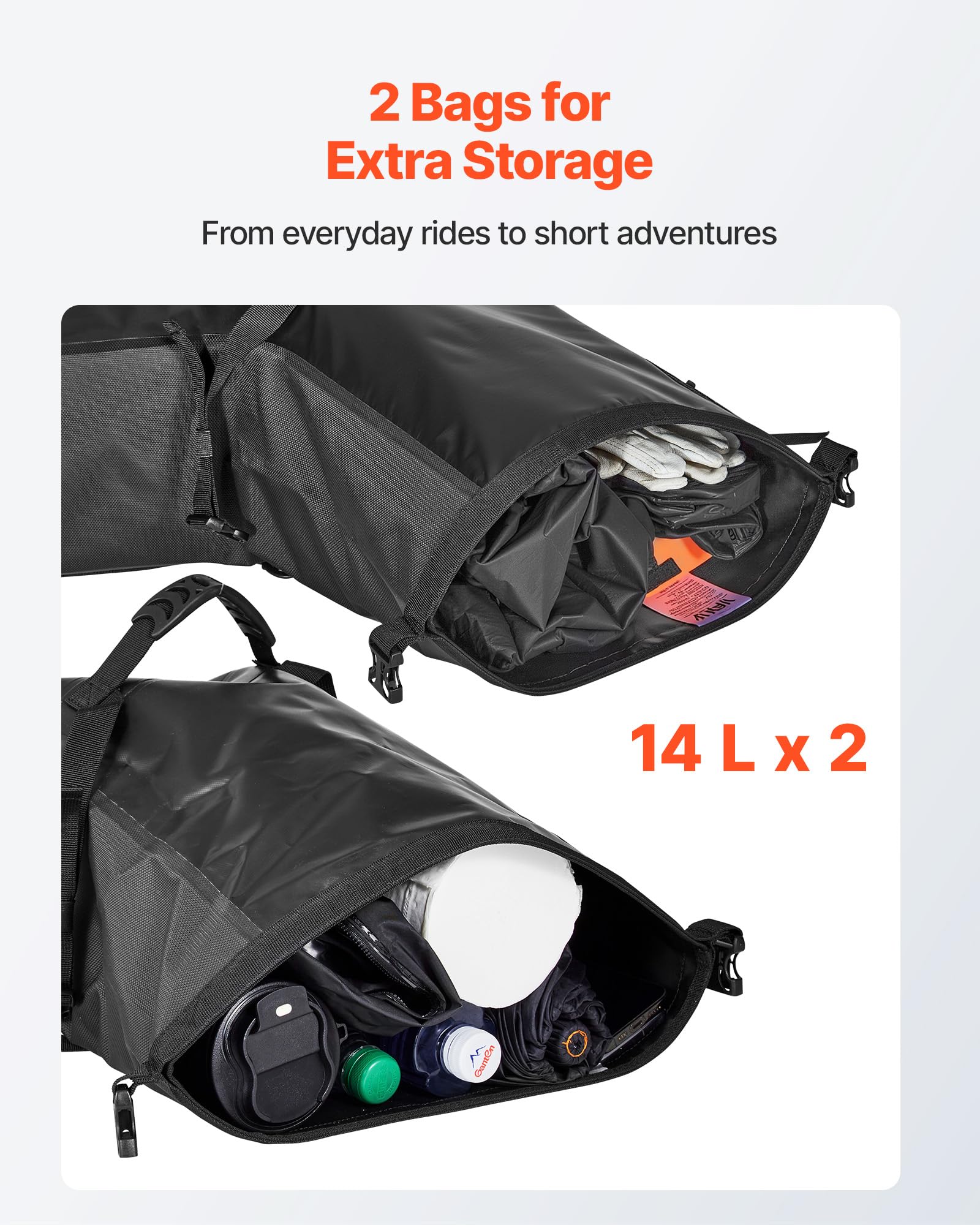 VEVOR Borsa da Sella Laterale per Moto, 28 L Borsa a Tracolla con Cinghia Inferiore, Compatibile con Maggior Parte delle Motociclette, Portabagagli per Moto Sportive all'Aperto, Nero