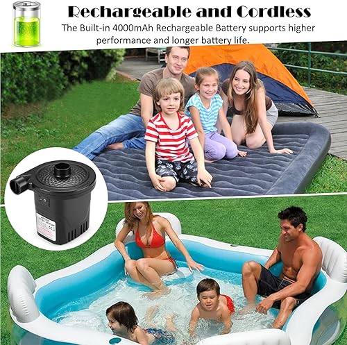 Miniatura 2 de AGPTEK - Bomba de aire eléctrica inflador y desinflador de llenado rápido con 3 boquillas bomba de aire recargable ligera y portátil perfecta para