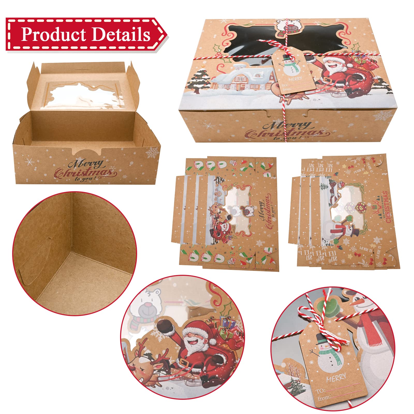 Bekecidi Lot De 12 Boîtes à Bonbons De Noël Vides Avec Corde