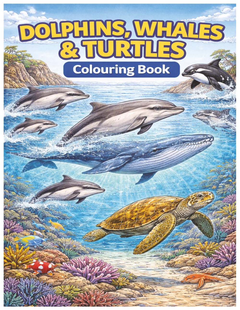 Whales Dolphins and Turtles - Colouring Book (The Organic Jungle - Colouring Book Series)