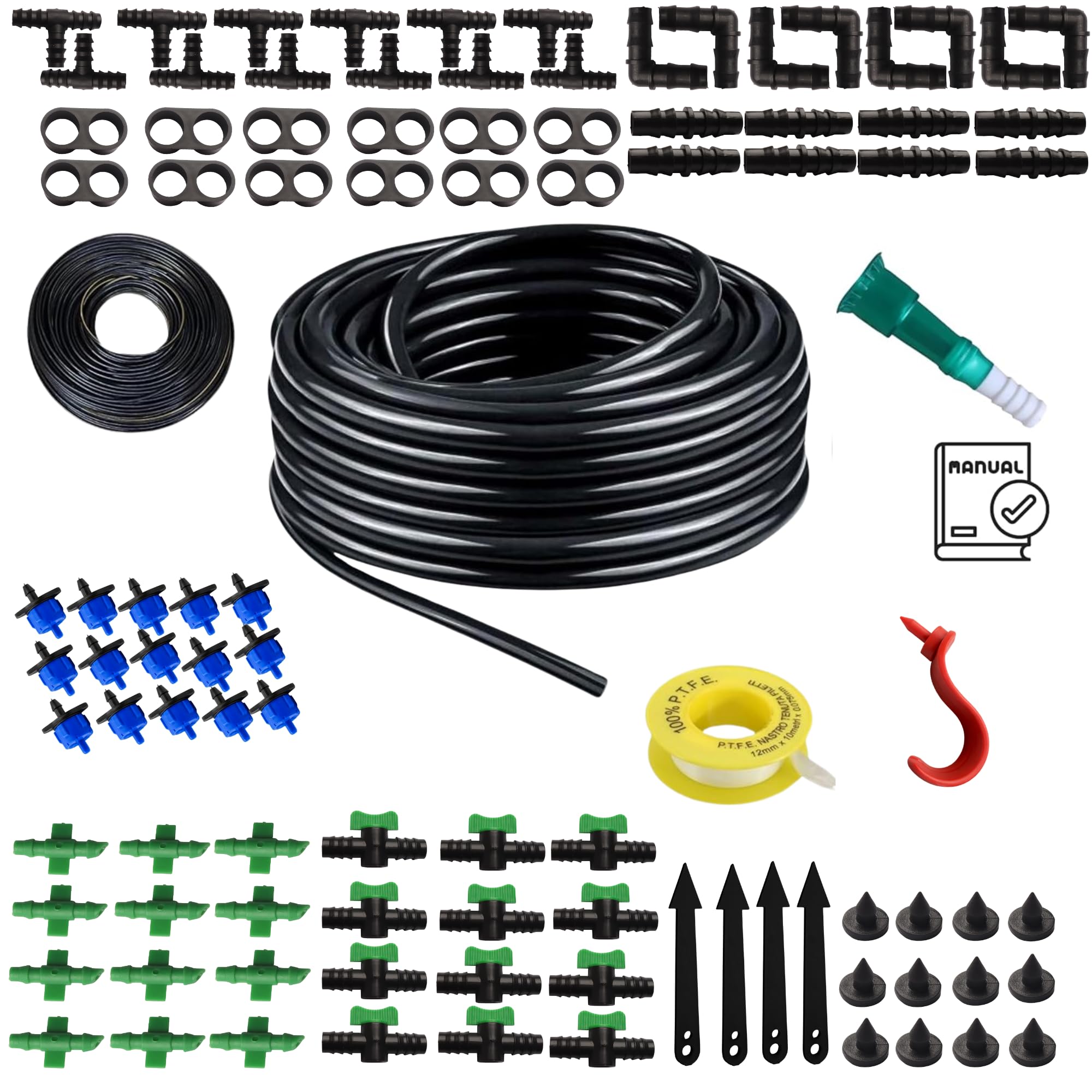 Daedal Drip Irrigation Kit 30 Plants for Home Garden with 16m Pipe, DIY Automatic Watering System for Plants, Adjustable Drippers, Nozzle Sprayer, Smart Garden Irrigation Kit for Agriculture-image-37