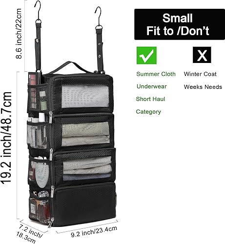 Vista 2 de Organizador de maleta, organizador de bolsas de viaje para equipaje de compresión para colgar cubos de equipaje para viajes, llevar en el armario