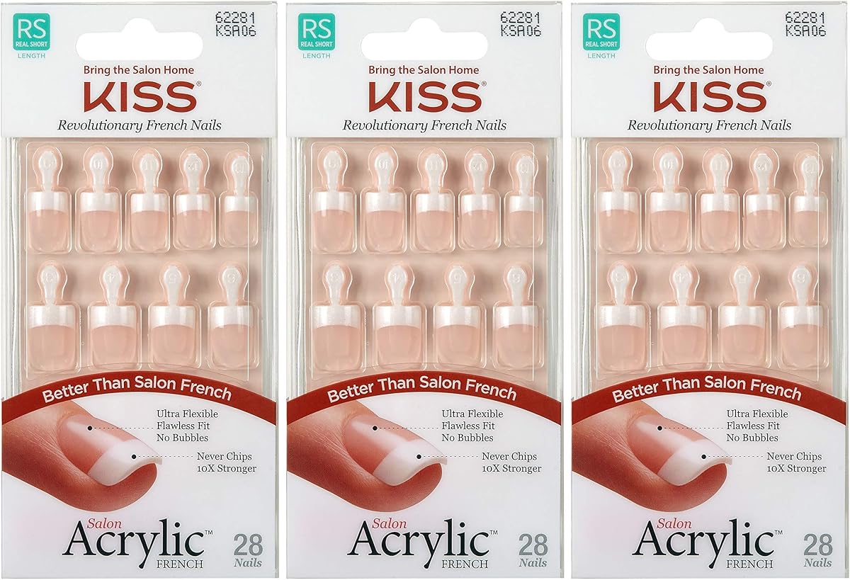 Salon Acrylic French Nails Kit Pet Peeve Real Short (3 PACK)