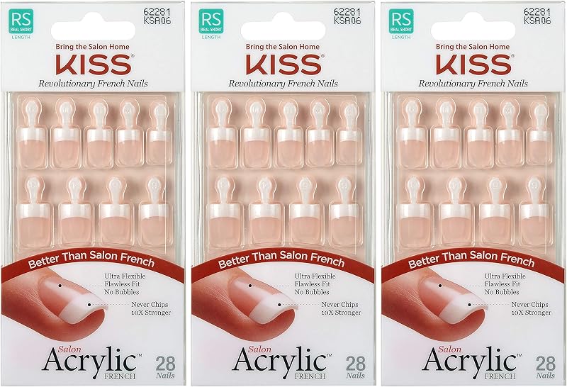 Salon Acrylic French Nails Kit Pet Peeve Real Short (3 PACK)