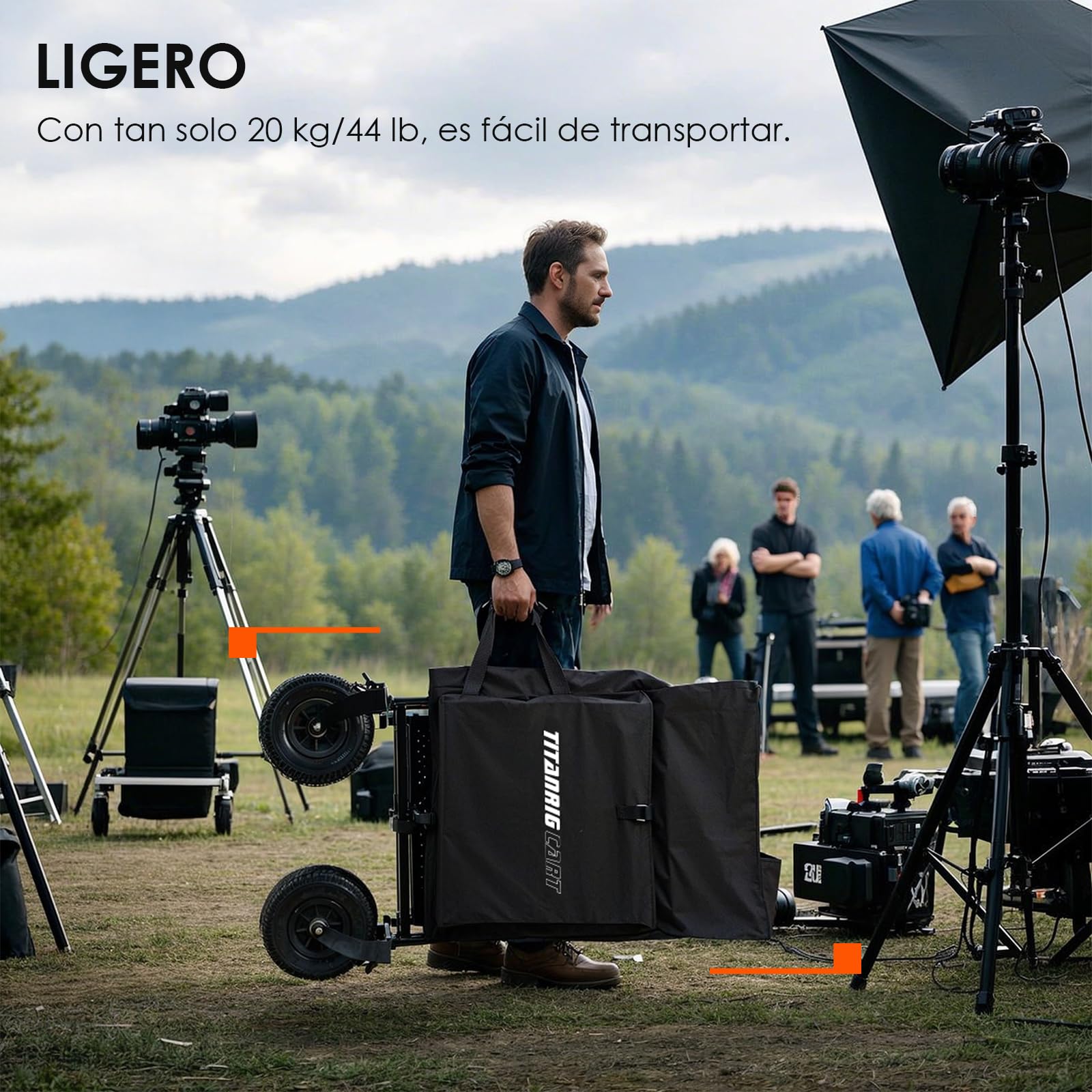 TARION Carro de Cámara para Producción de Video - Carro de Estudio Plegable con 3 Estantes y Ruedas Giratorias 360° para Creadores de Contenido Cine y TV Titanrig Cart