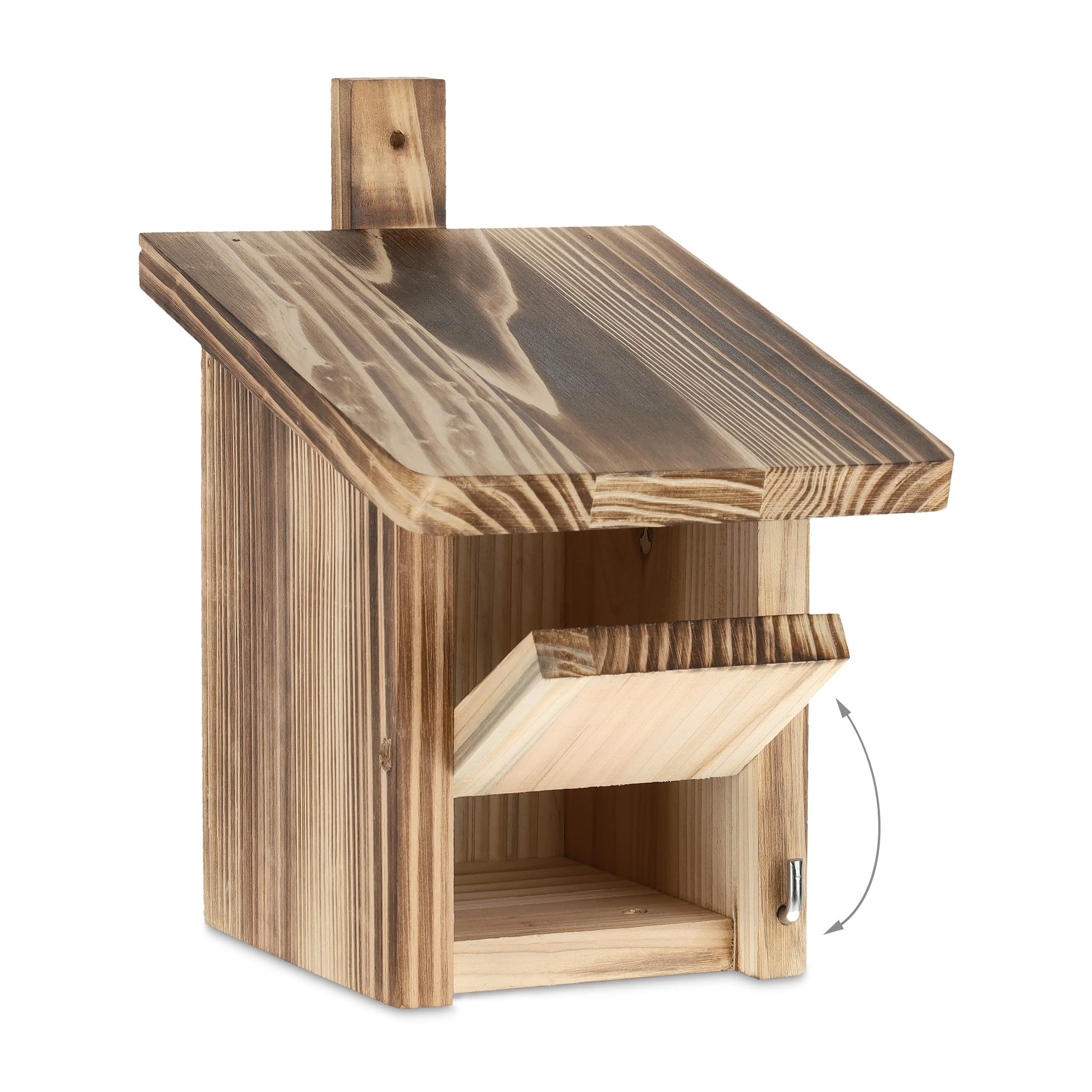 Relaxdays Nichoir d'extérieur pour Oiseaux Semi-cavernicoles, Fente d'envol HL 65x96 cm, Sapin, Jardin, terrasse, Nature